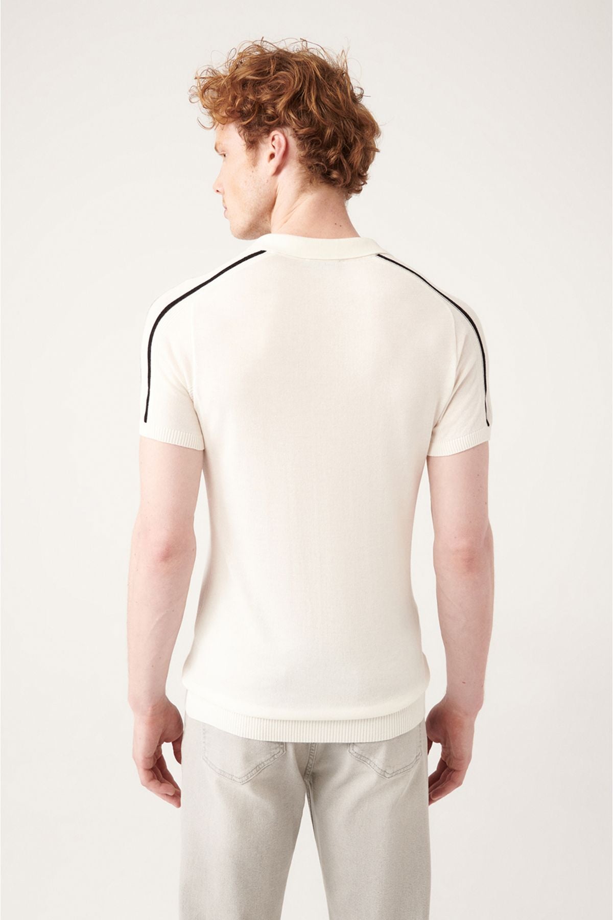 Men's White Shoulder Line Detailed Ribanian knitwear T-shirt A31y5105