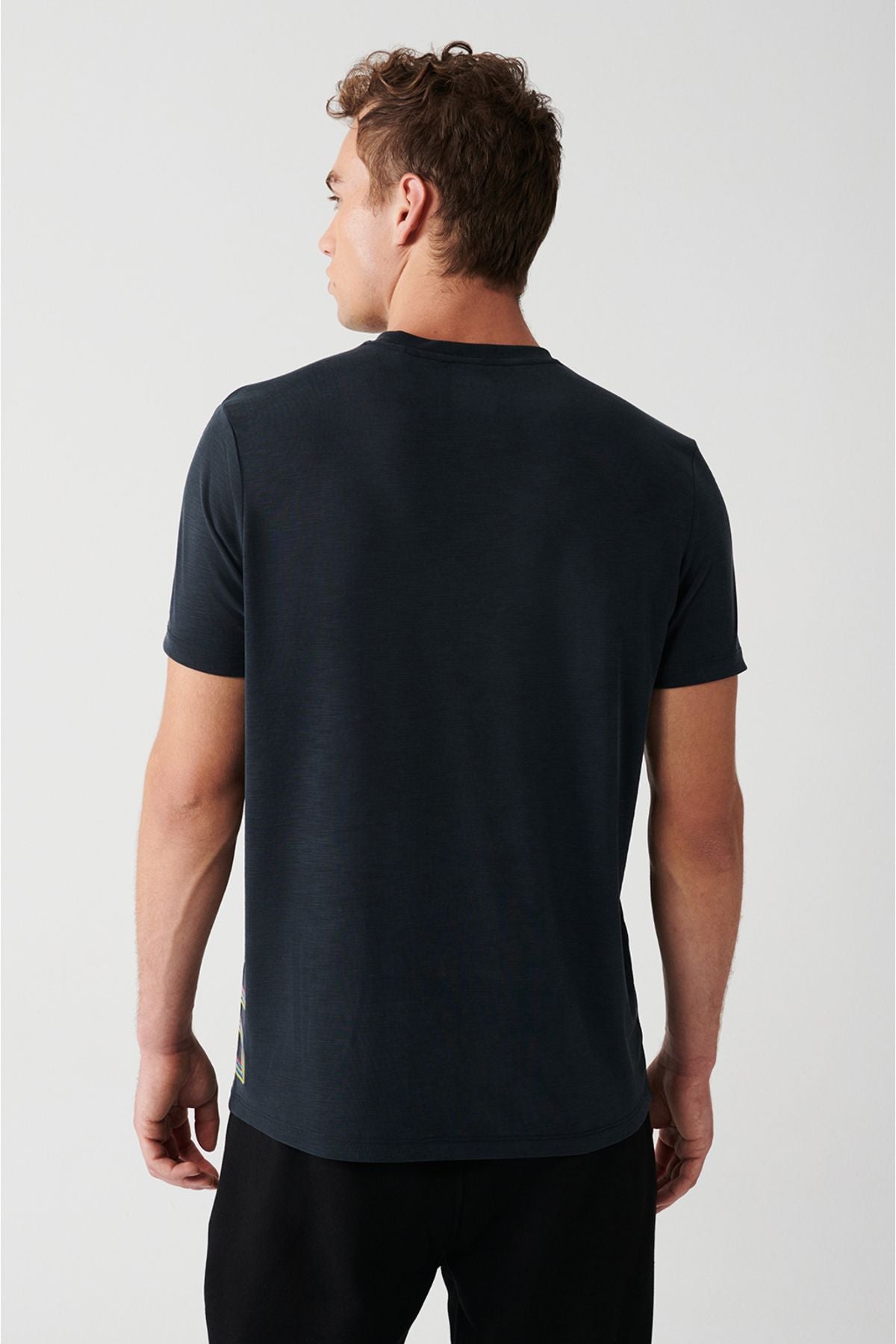 Men's anthracit soft touch bike collar printed T-shirt A31y1039