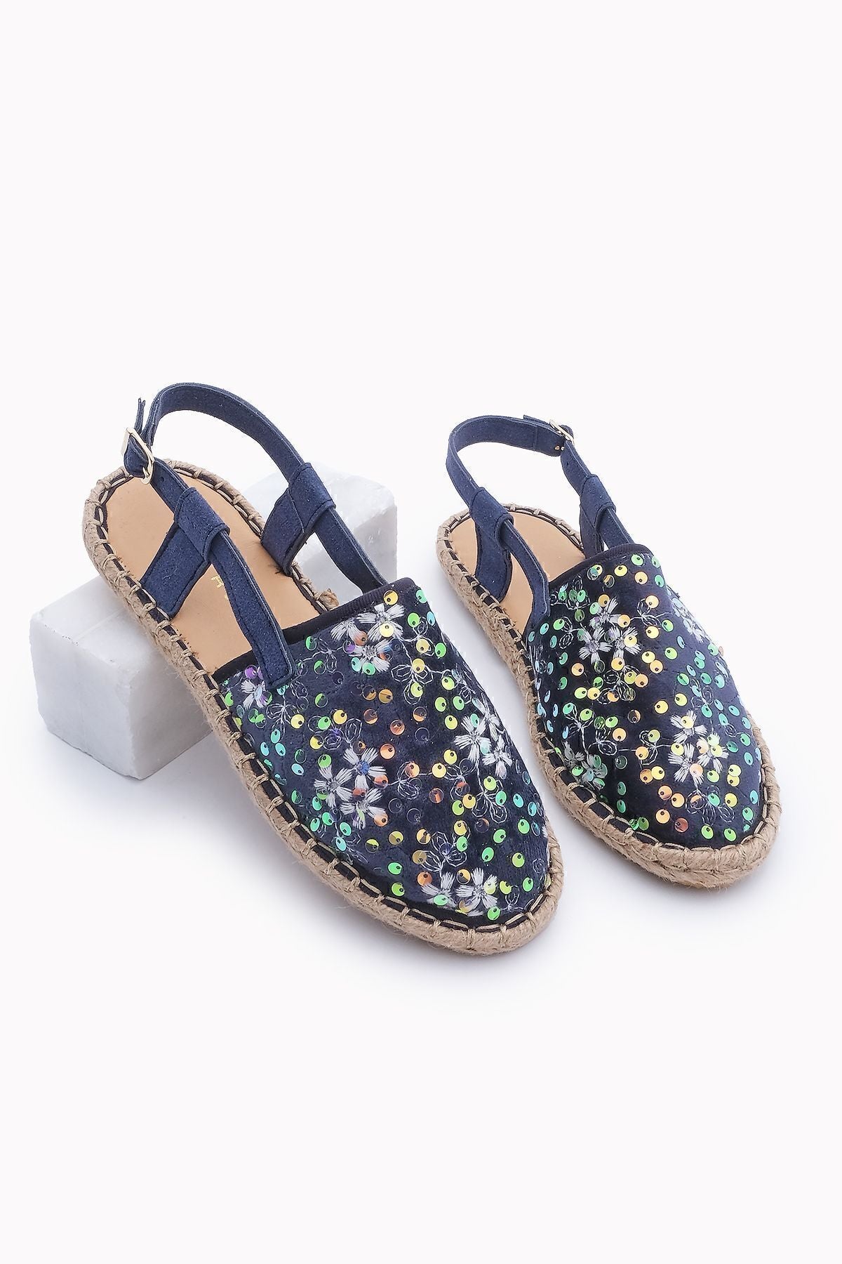 WOMEN'S SCREEN BACK LANGUAGE JÜT ESPADRİL SANDALT ANVİL Navy Blue