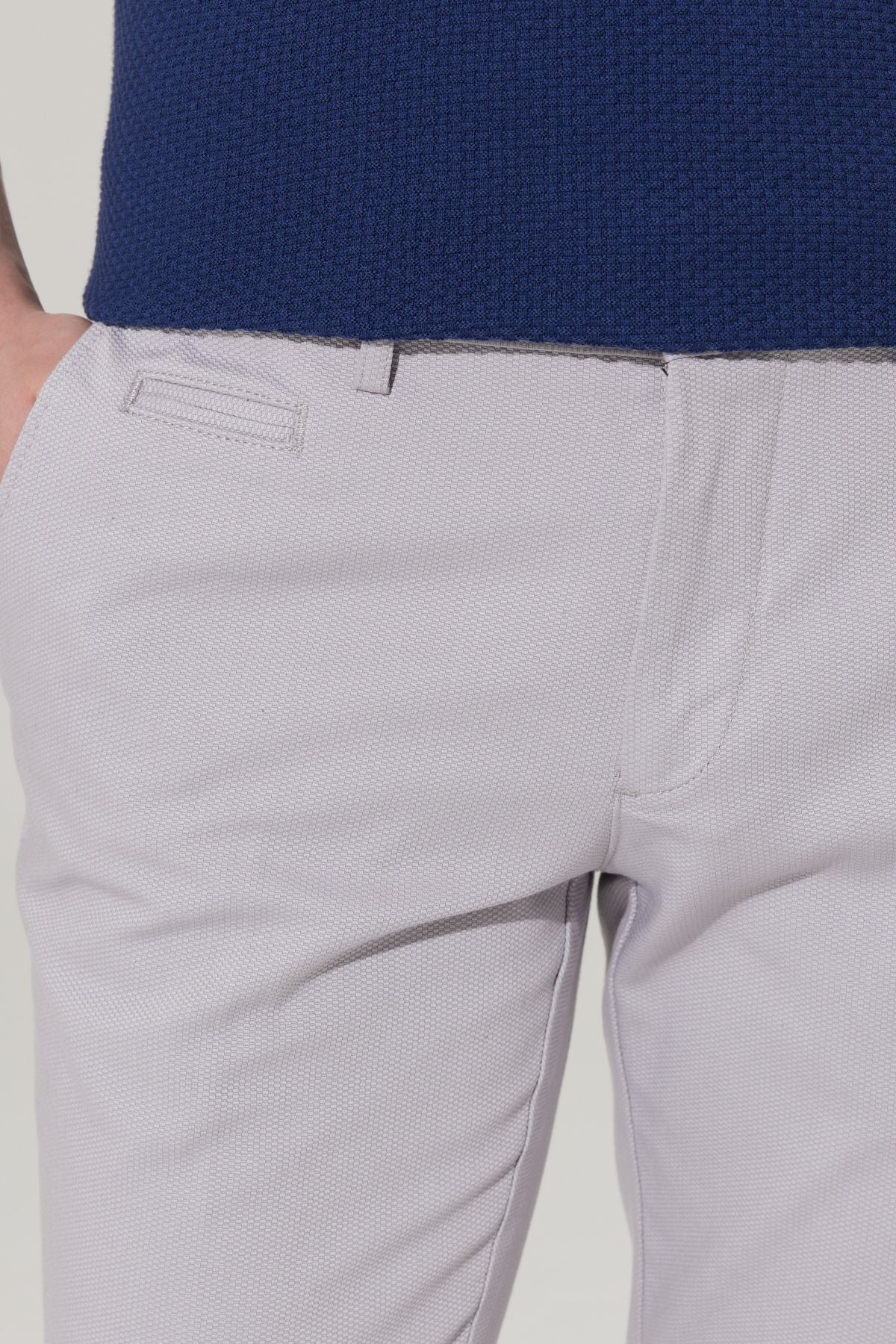 Men's gray slim fit narrow cutting side pocket cotton flexible Acharted Pants