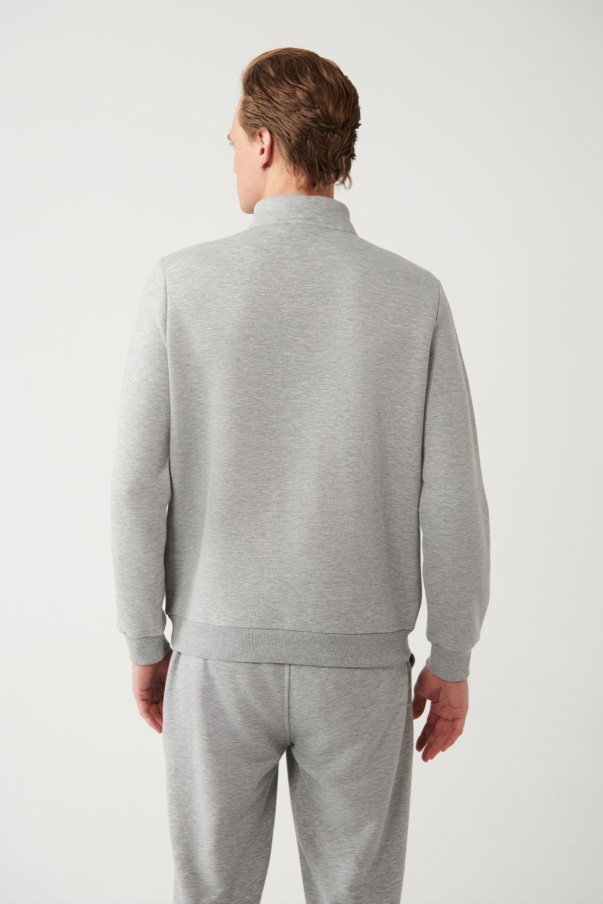 Men's gray upright collar zipper with a 3 -IP Sweatshirt E001020