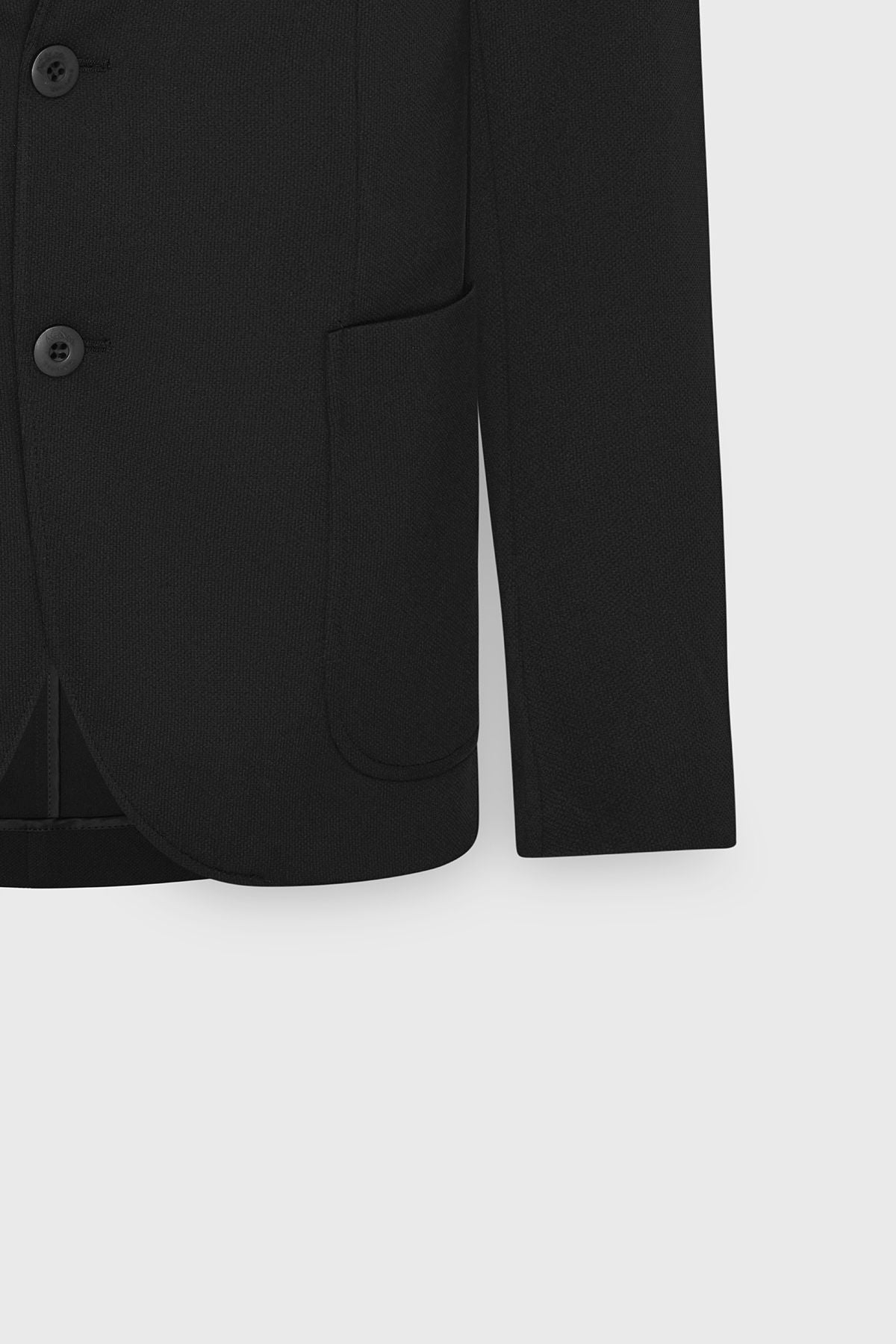 Men's black slim fit narrow cut Mono collar casual blazer jacket