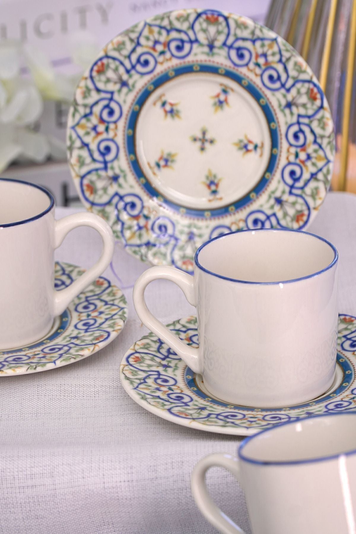 12 Piece with Palace Porcelain Coffee Cup Set for 6 people