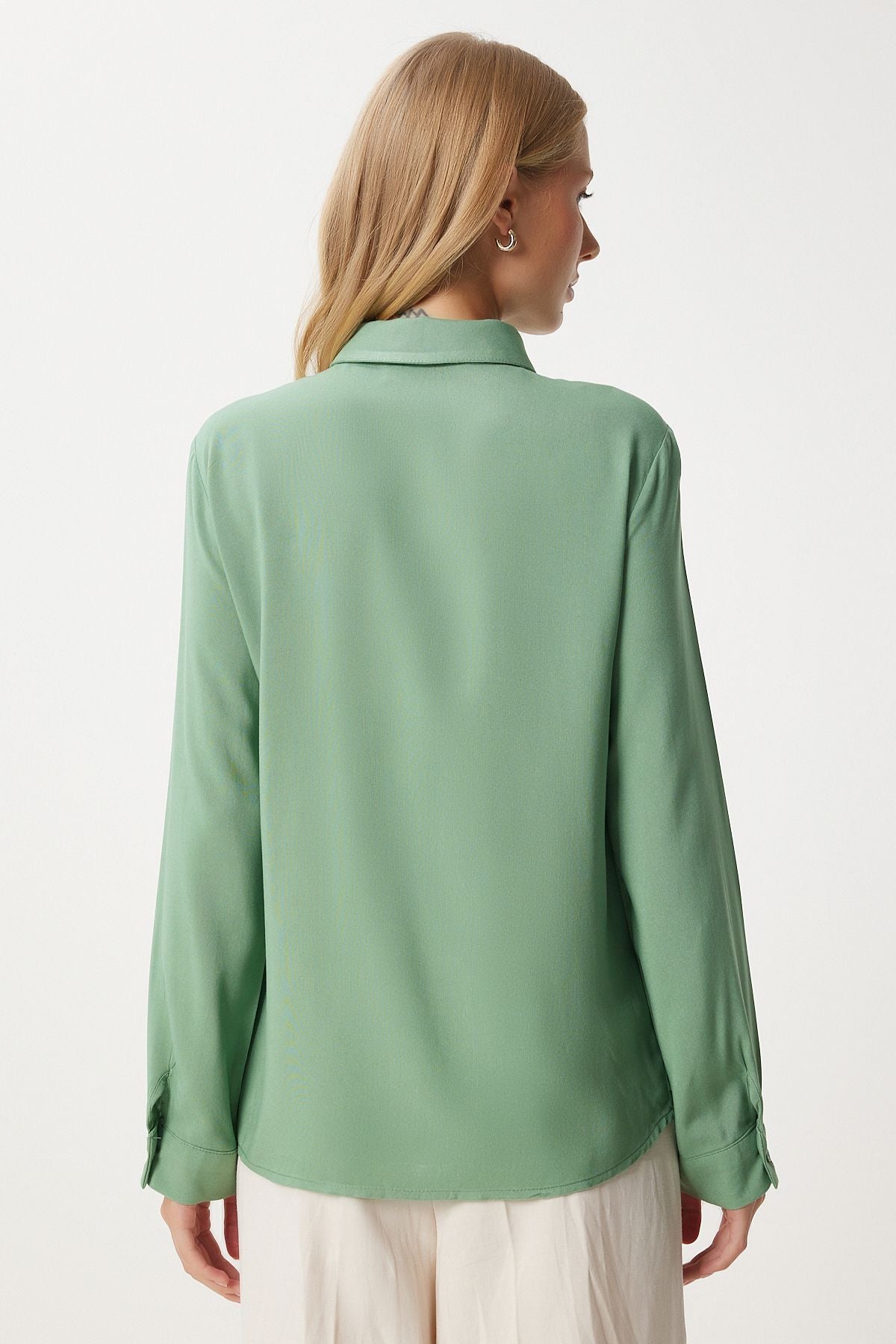 Woman Khaki Cılmış Mold Viscose Shirt To00153