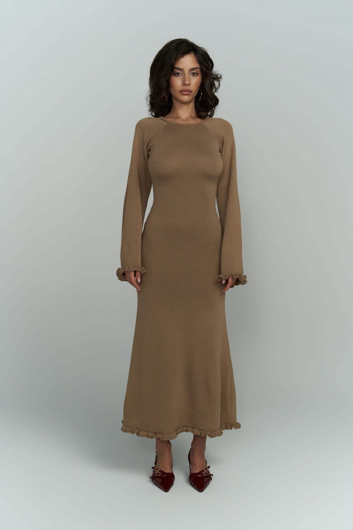 Angela Back Décollette with Mink Knitwear Dress