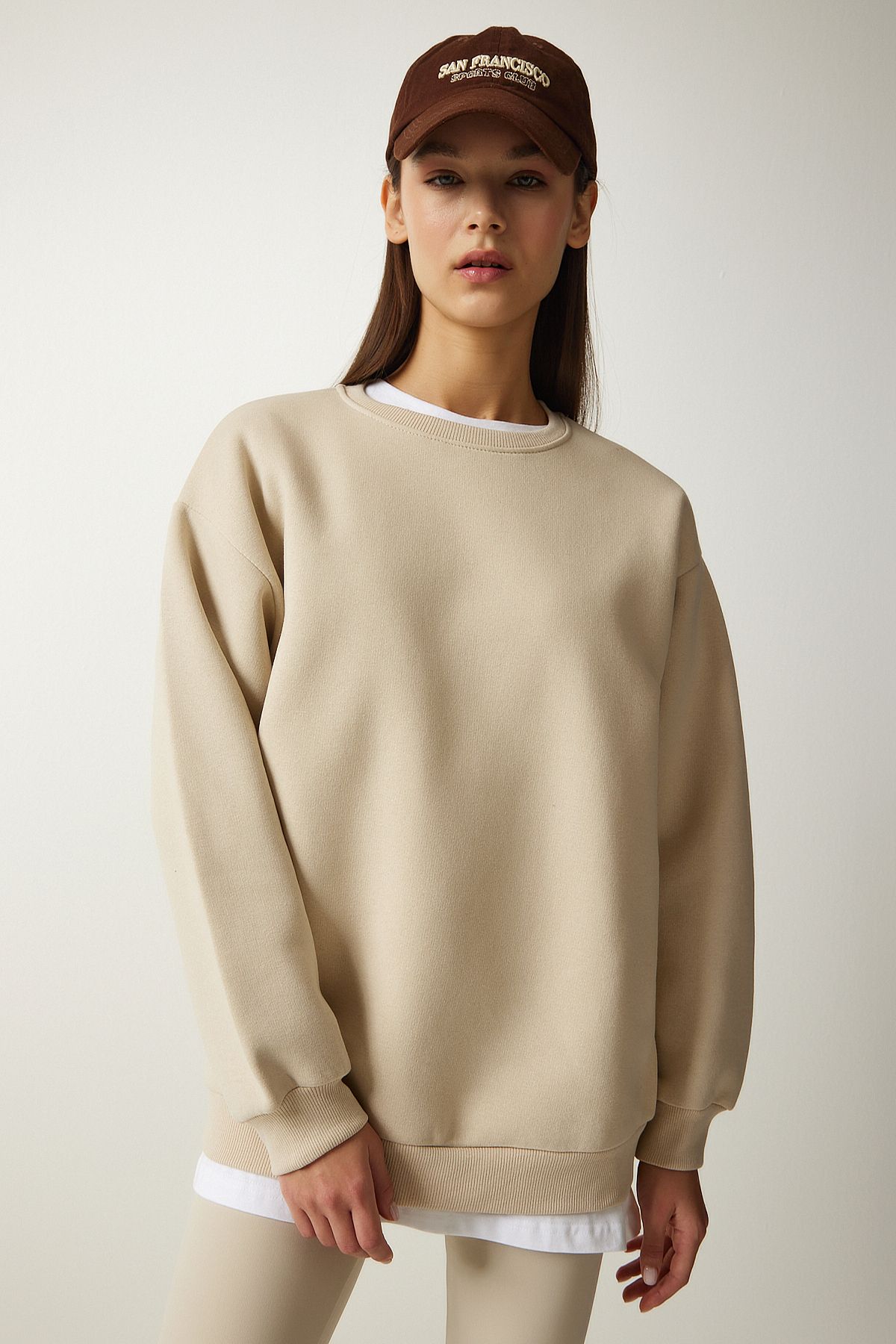 WOMEN'S CREAM BASIC SWEATSHIRT OW00001