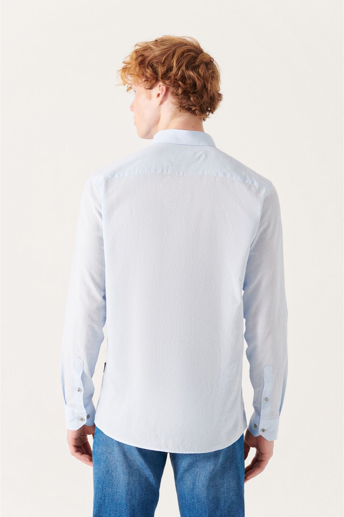 Men's Blue 100 %Cotton Futter Soft key buttoned collar shirt E002206