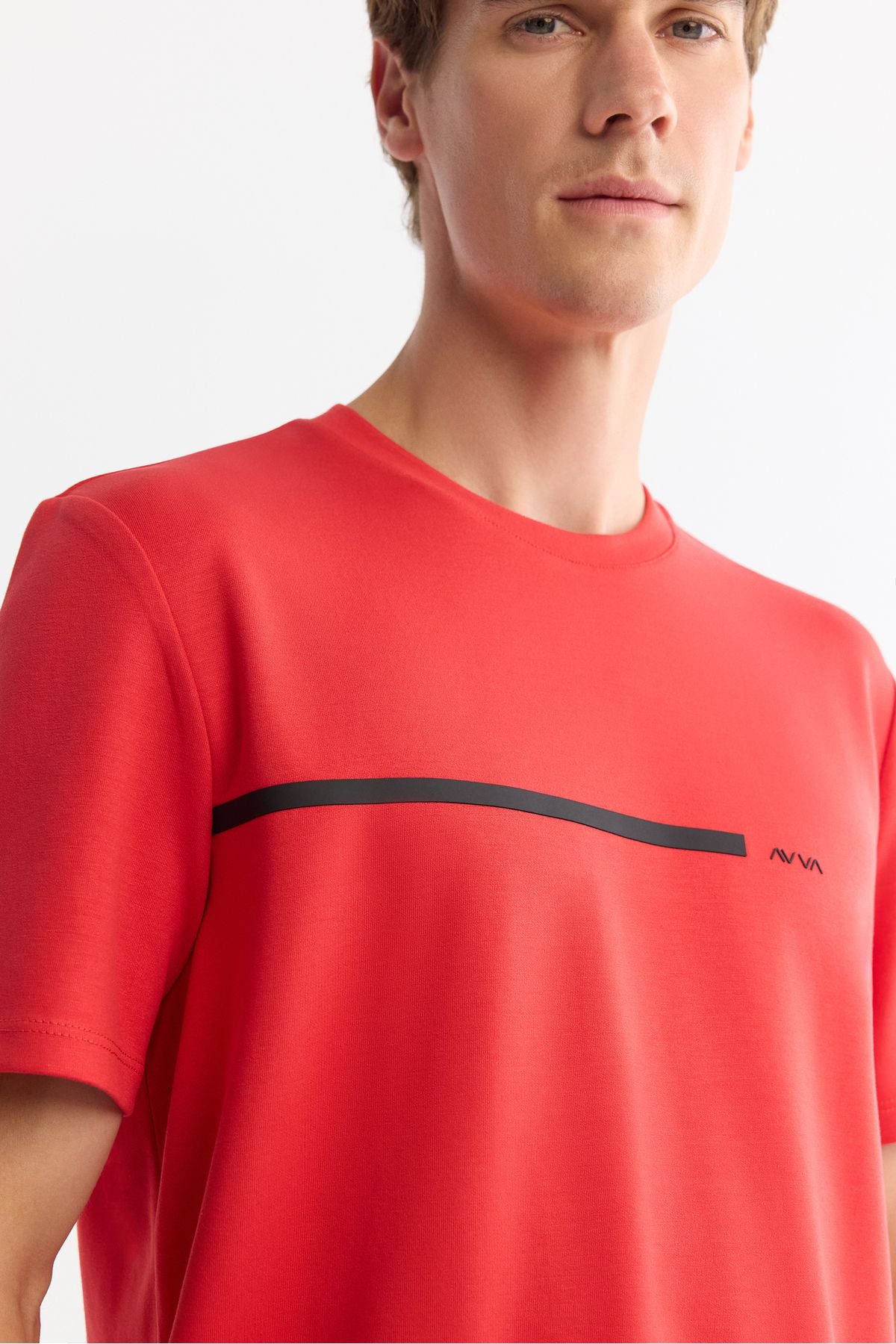 Erkek Kırmızı Bisiklet Yaka Elastan Interlok T-shirt A42y1003