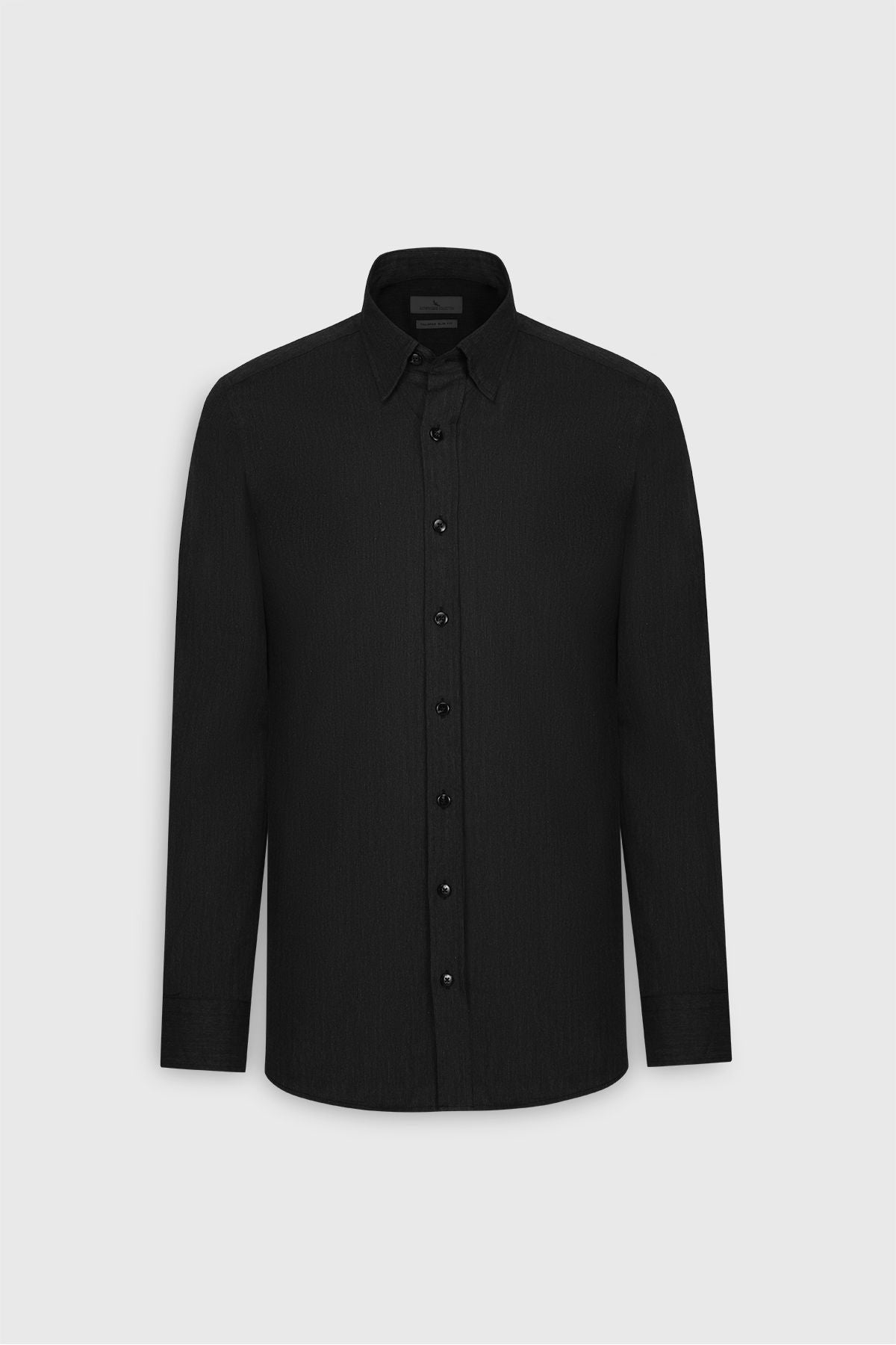 Men's anthracite 100 %cotton slim fit narrow cut hidden buttoned shirt with fisheries