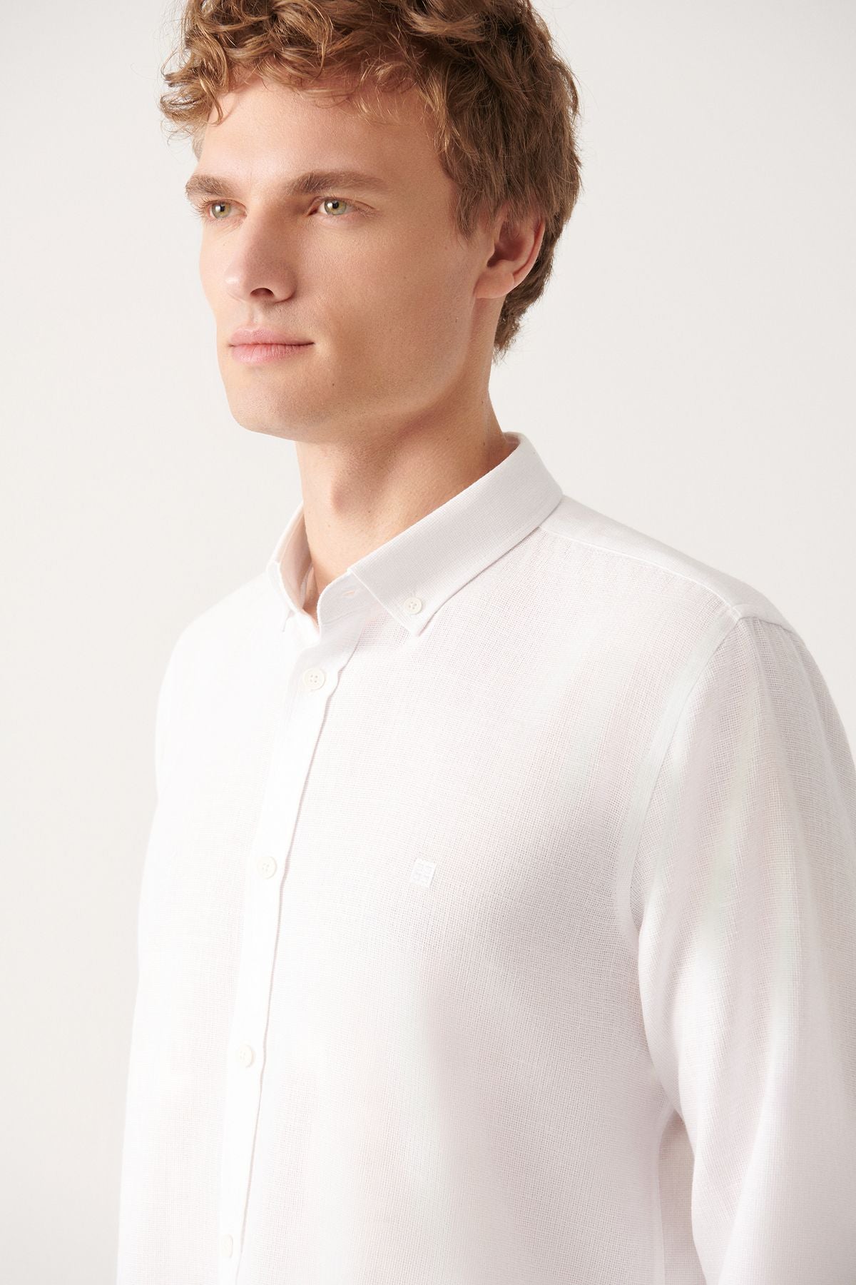 Men's white easy ironable cotton shirt A31y2051
