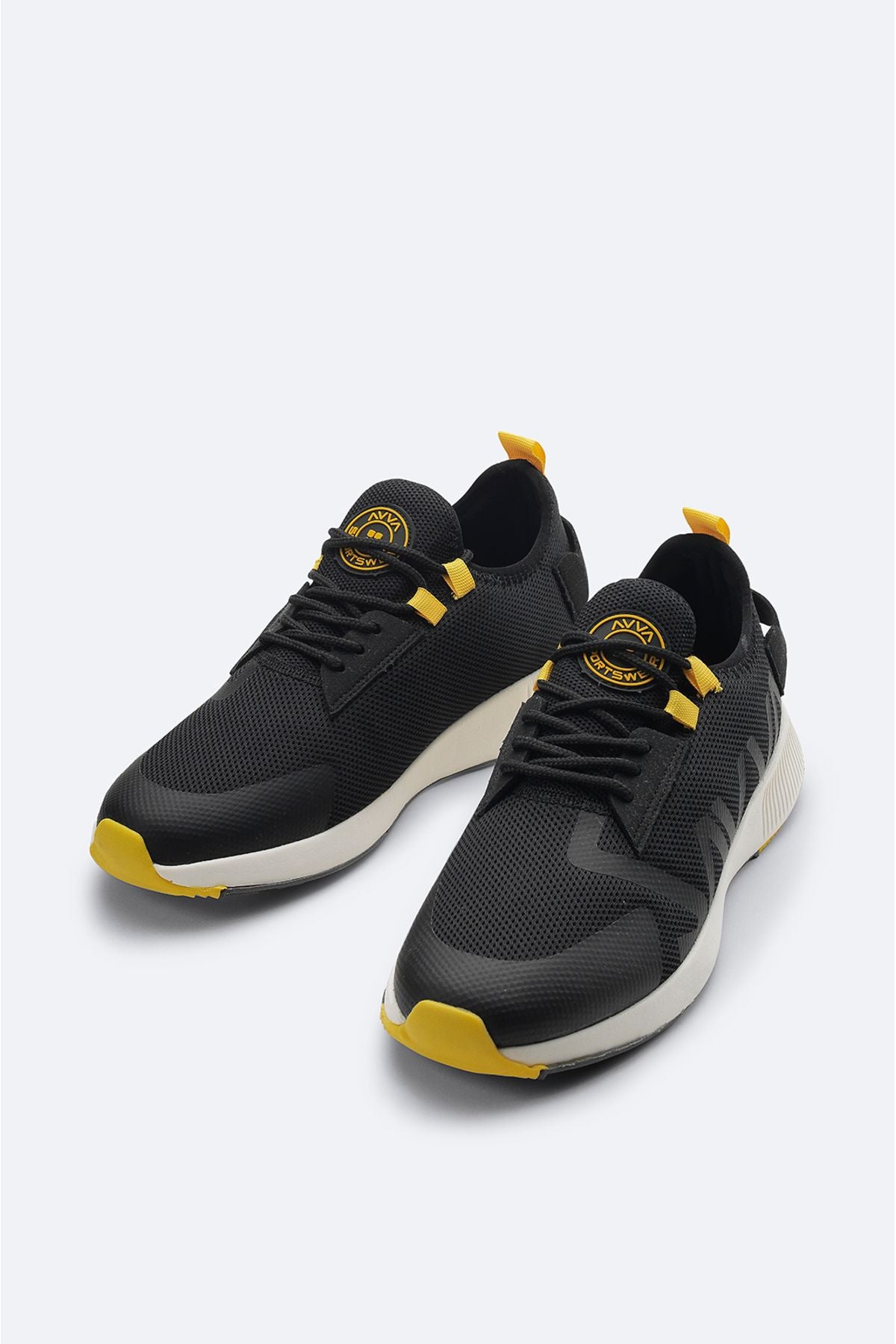 Men's black printed flexible floor sneaker shoes A31y8039
