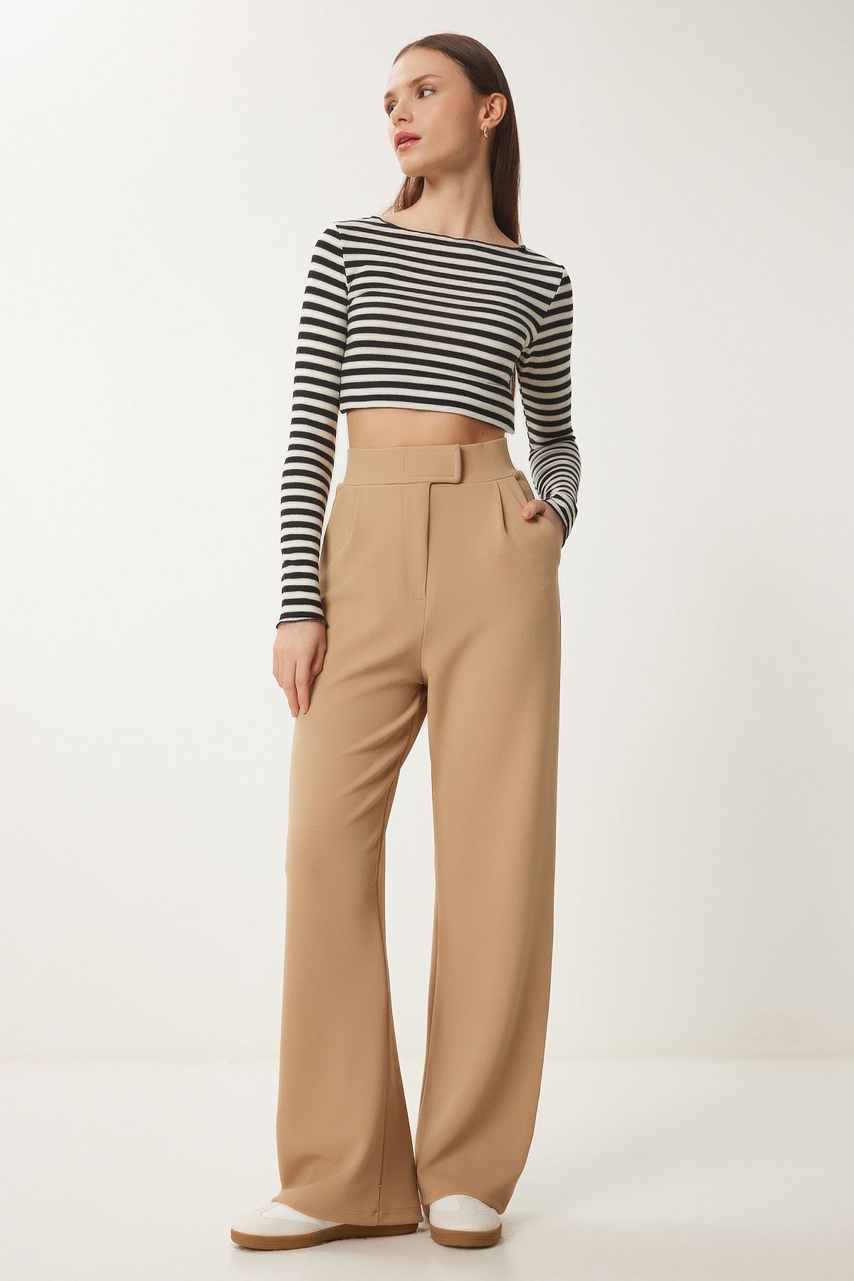Female Biscuit Waist Card Casual Woven Pants RV00150
