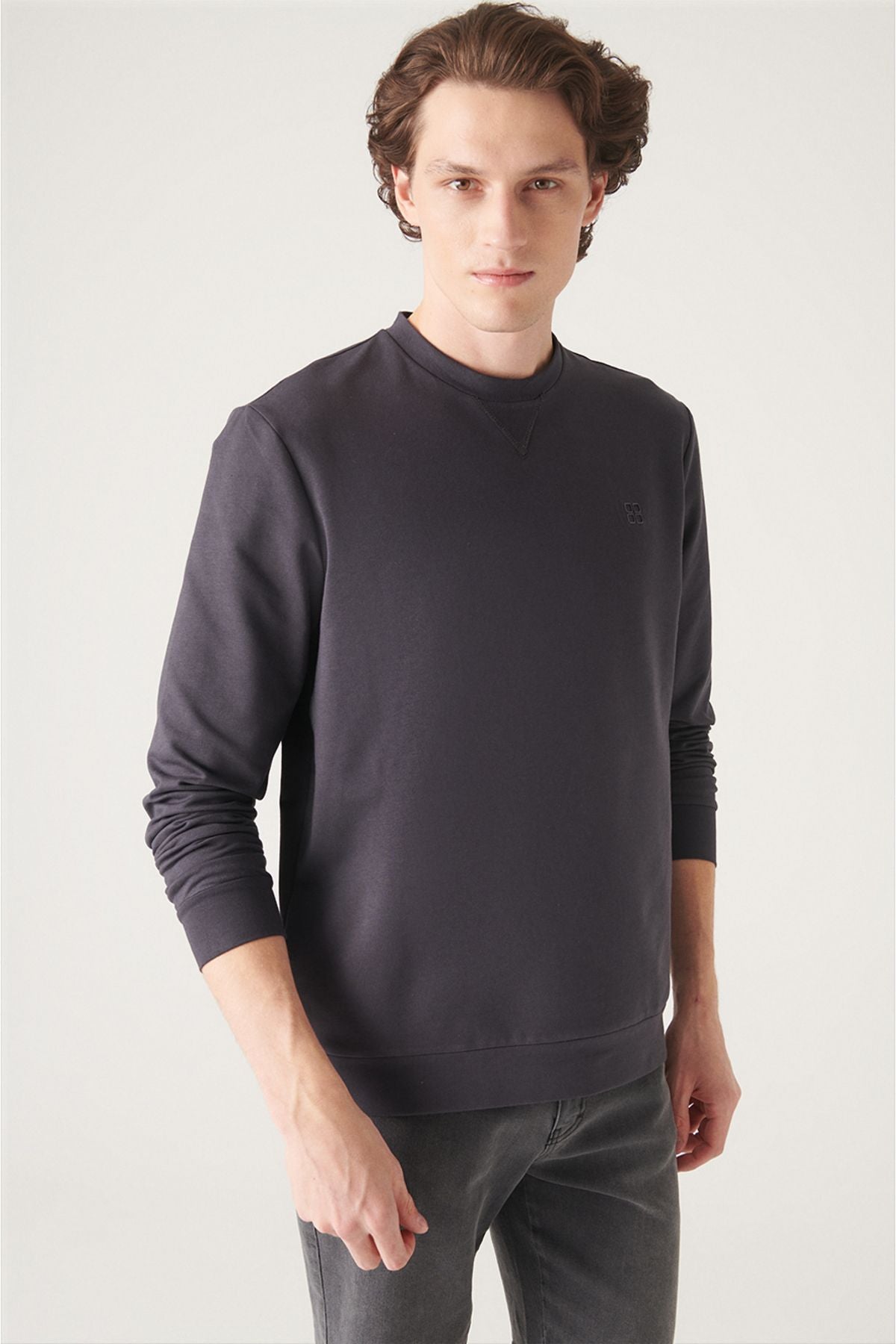 Men's anthracite bike collar cotton 2 -hot Sweatshirt E001200