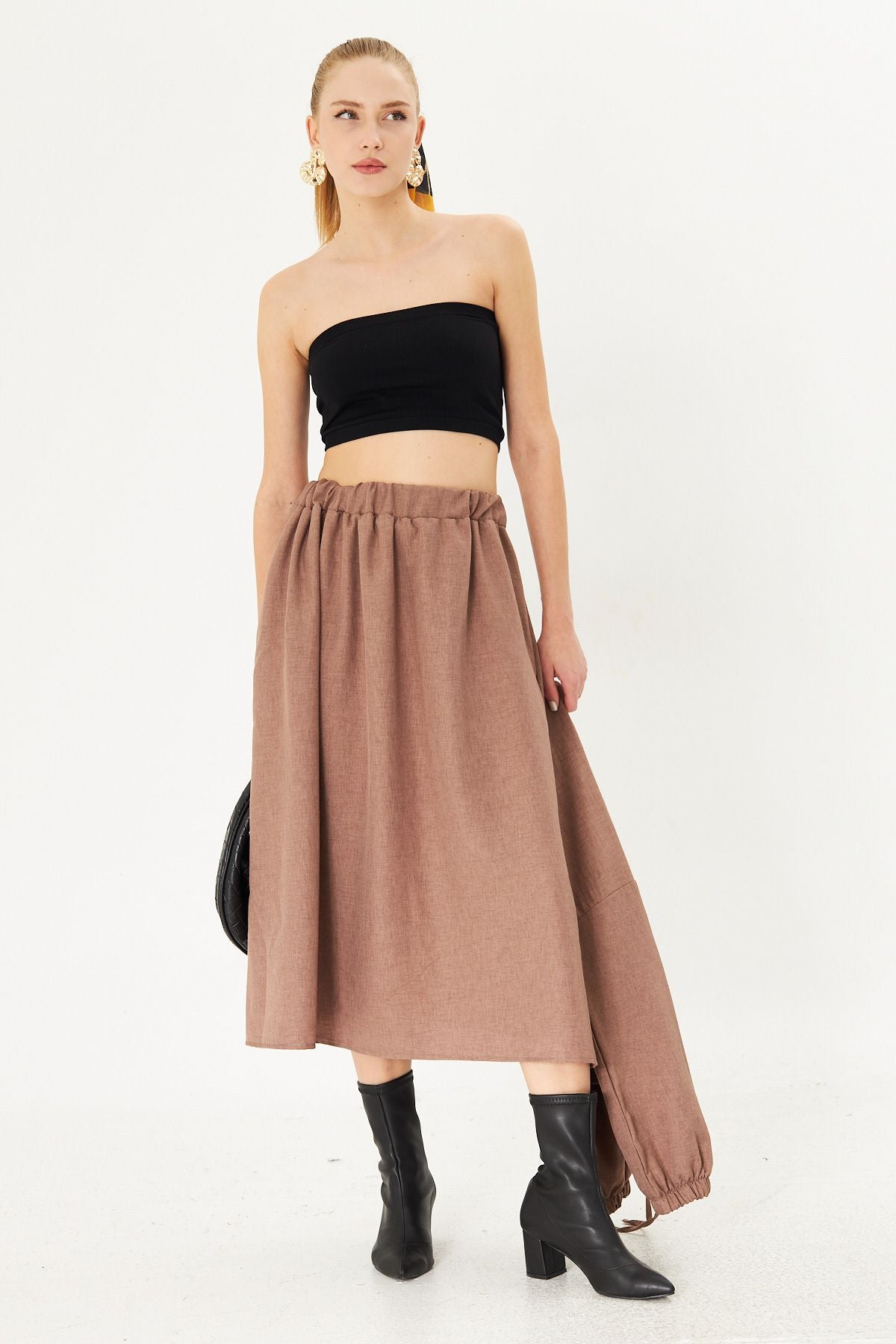 Female mink waist midi length skirt ARM-25K001010