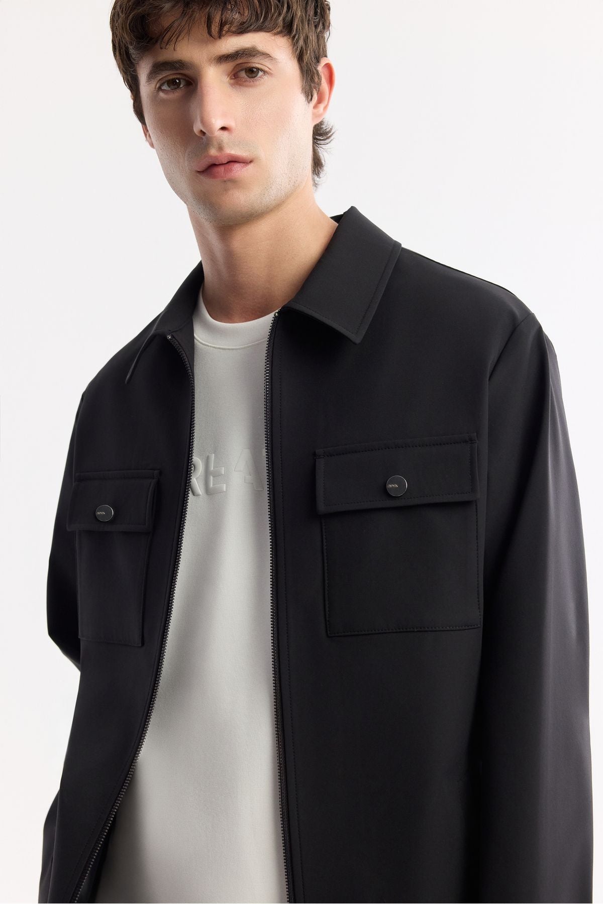 Men's black mono collar lid technical fabric Mont A51y6051
