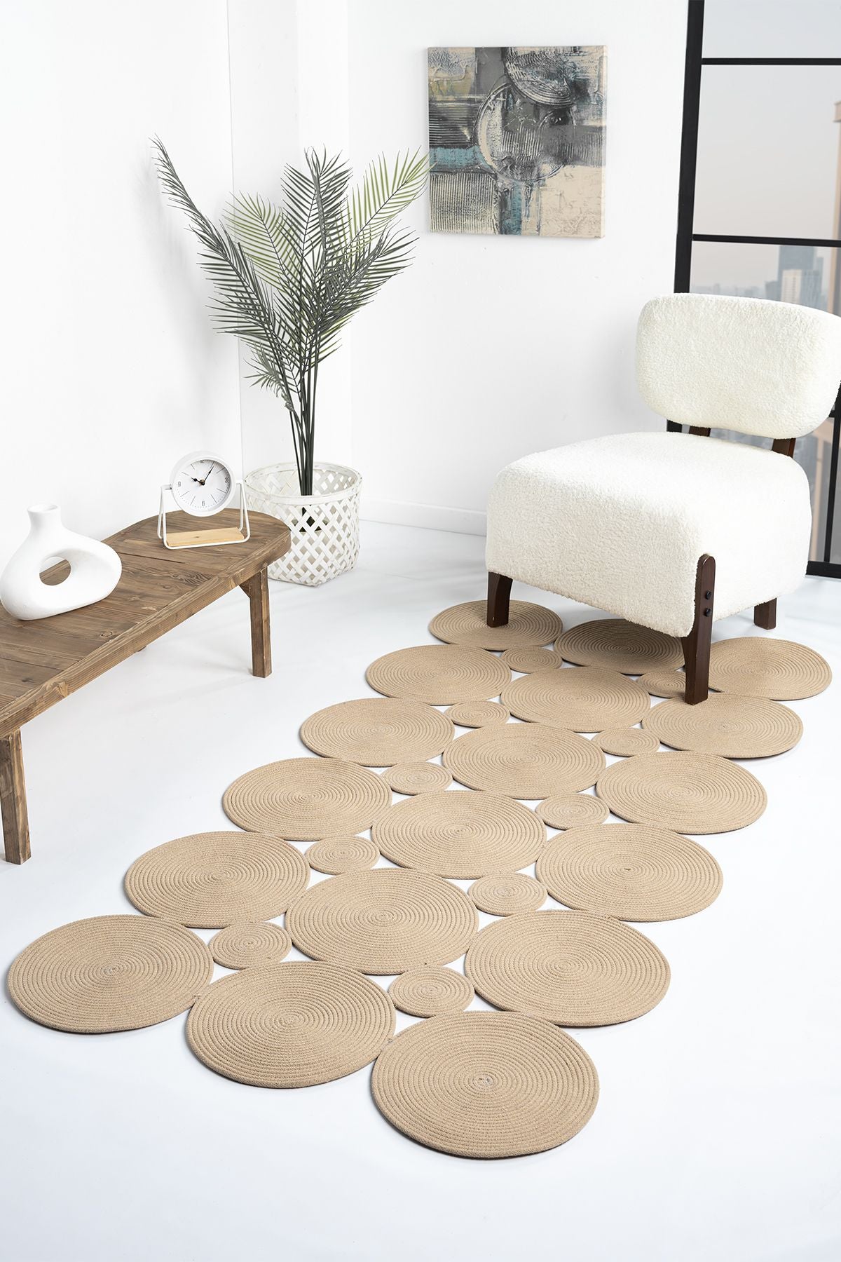 Naturel Round Wicker Hand Woven Carpet Carpet Rug Rug apartment 1