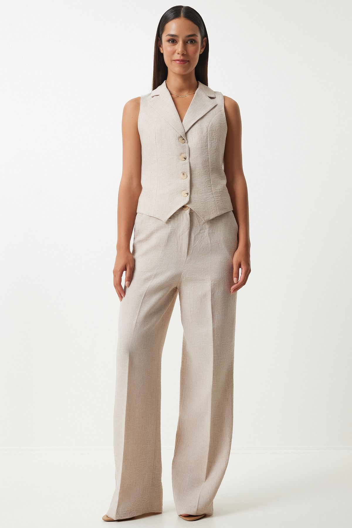 Female Biscuit Shawl Yaka Vest Pants Set FN03231