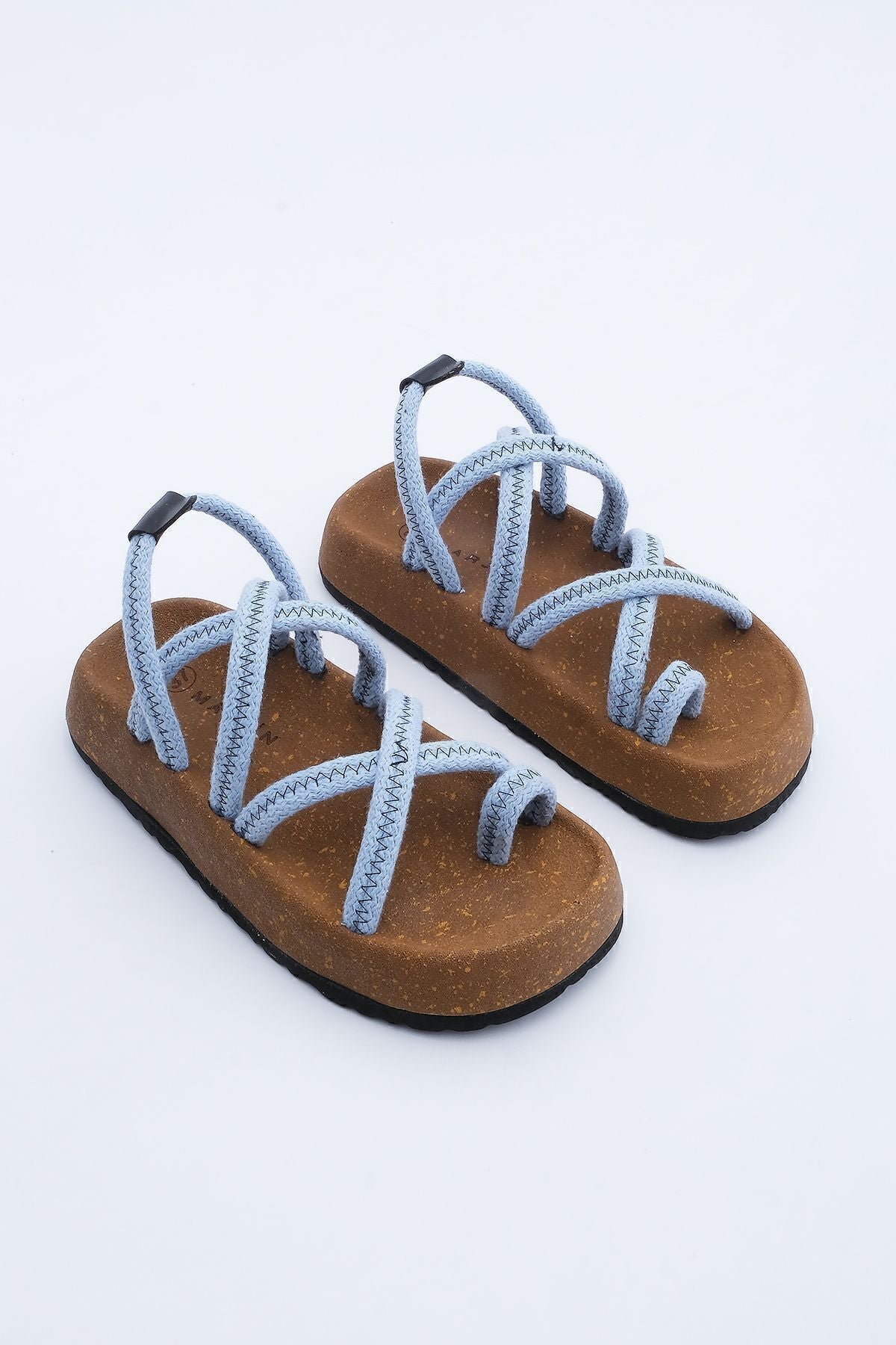 Female mushroom base patterned cotton rope flip -flops cross band daily sandals