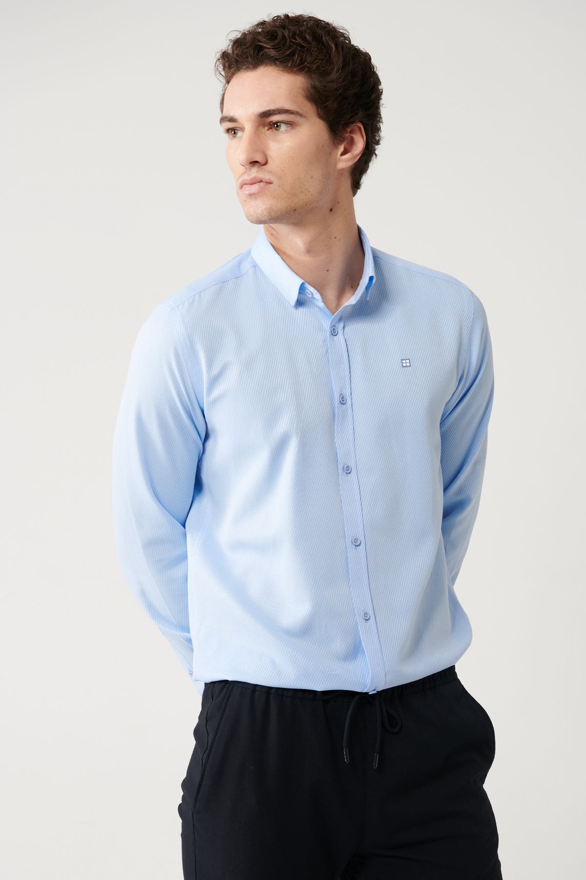 Men's Blue Cotton Amelor Shirt A32Y2056