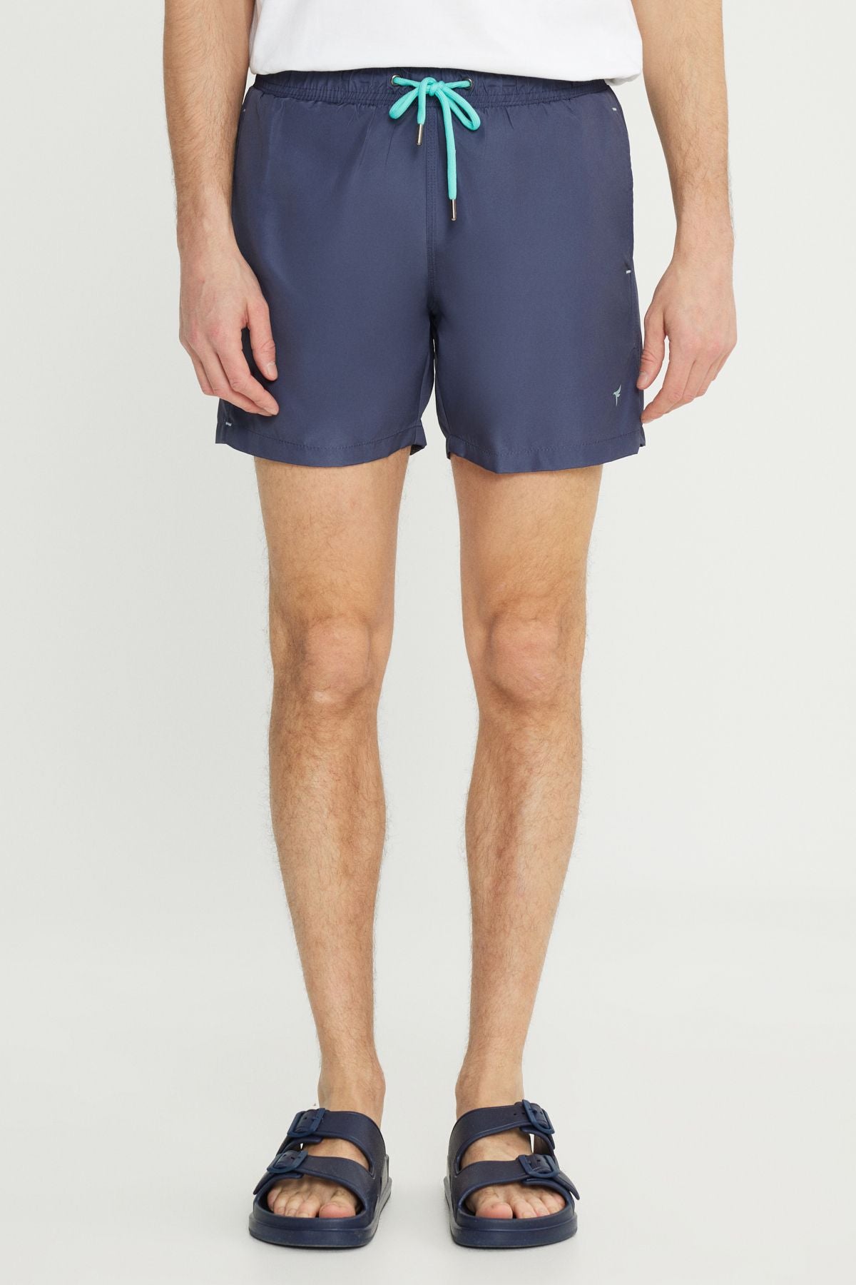 Men's Navy Blue Standard Fit Normal Cutting Fast Edge Side Patterned Sea Short Ma from Swimce