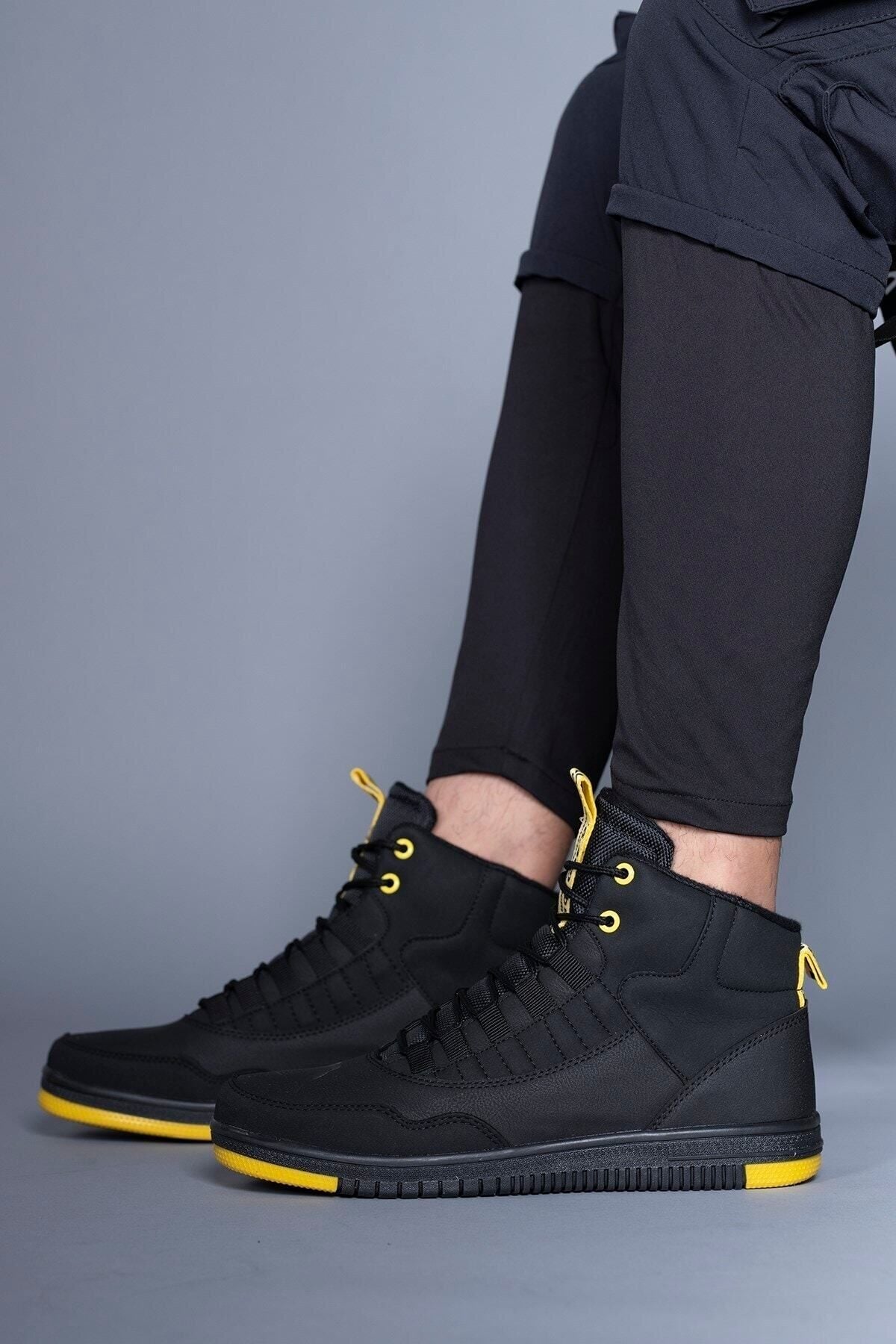 Black Yellow Men Sneaker Bot 00122262