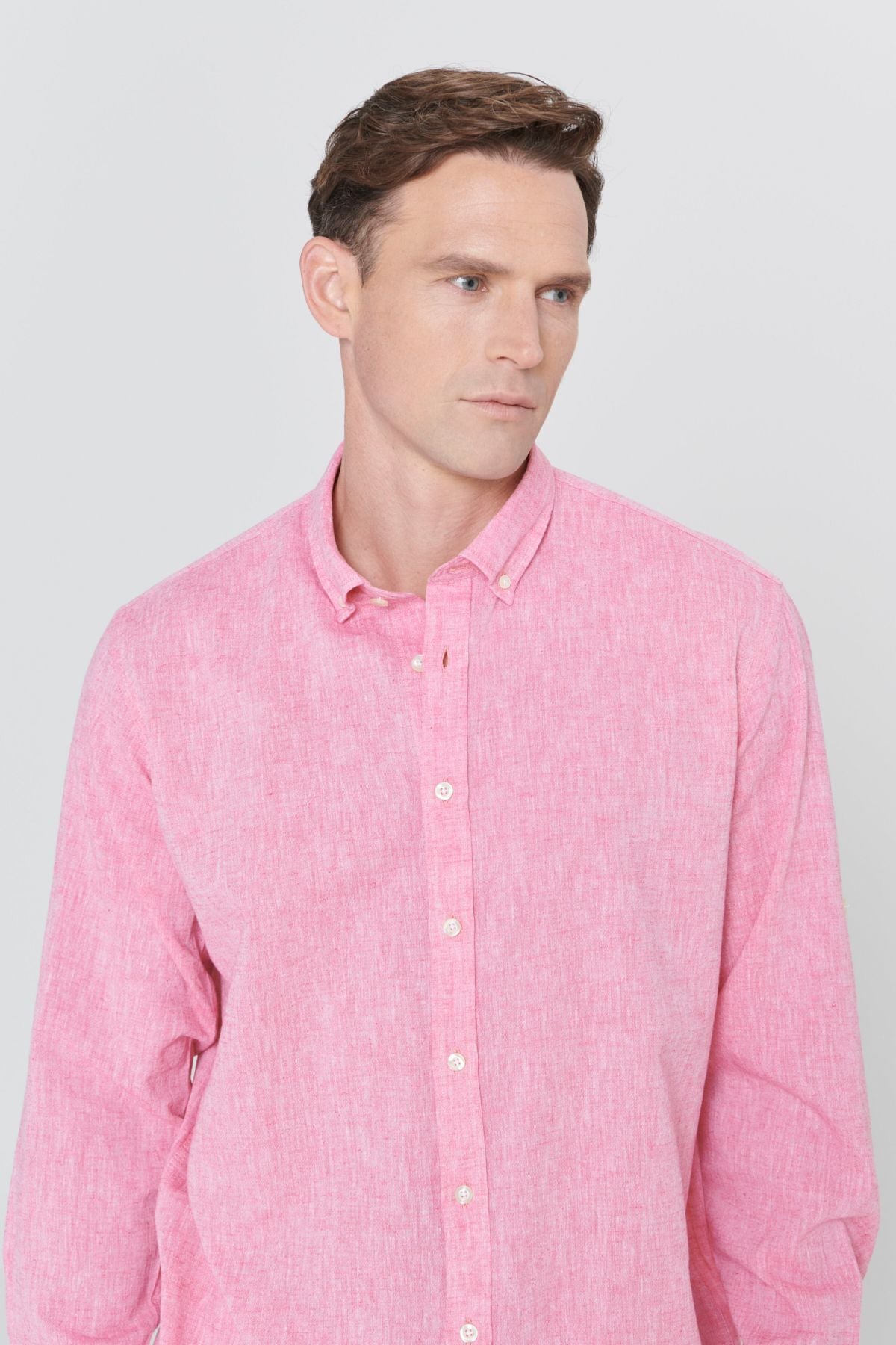 Men's Fuchsia Kenen Comfort Fit Casual Cutting Button Casual Shirt