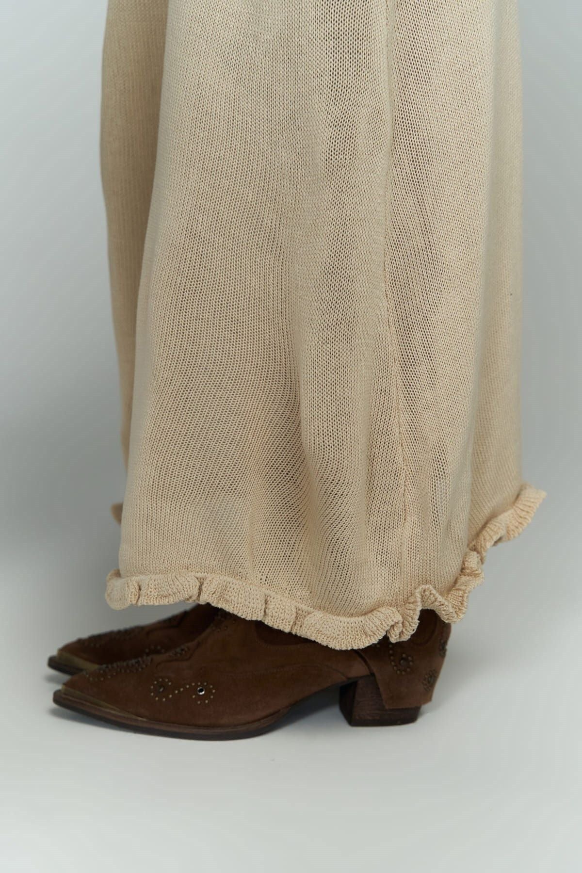 Angela Back Décollette beige knitwear dress