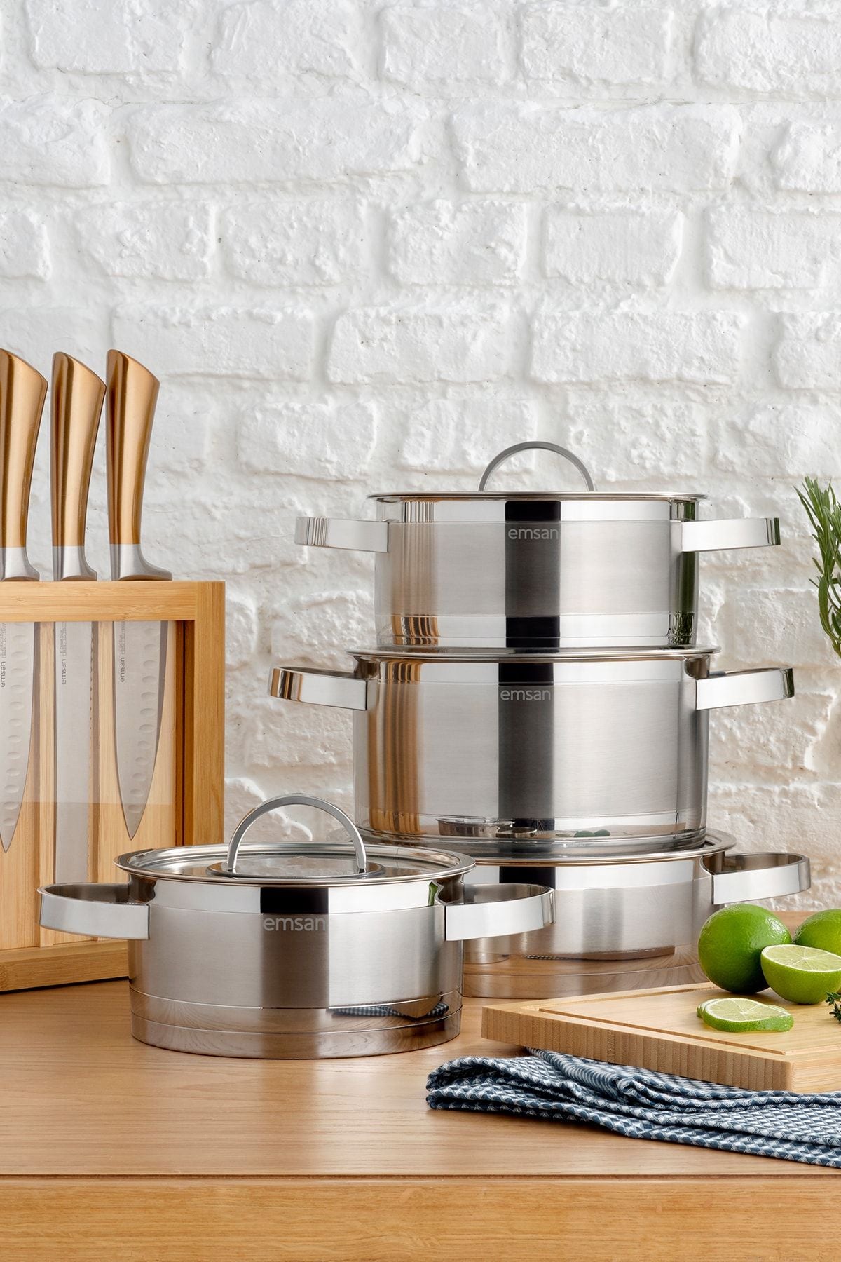 CARYA induction -based 8 pieces stainless steel pot set