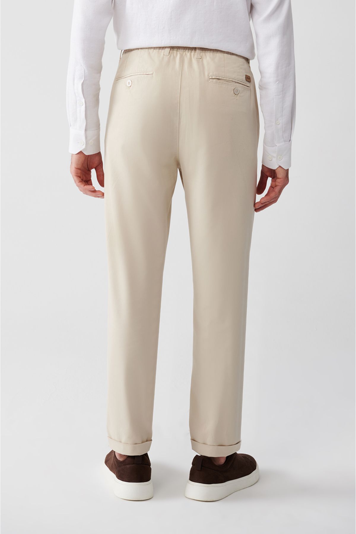 Men's Beige Side with Rubble Soft key Chino Trousers A32Y3002