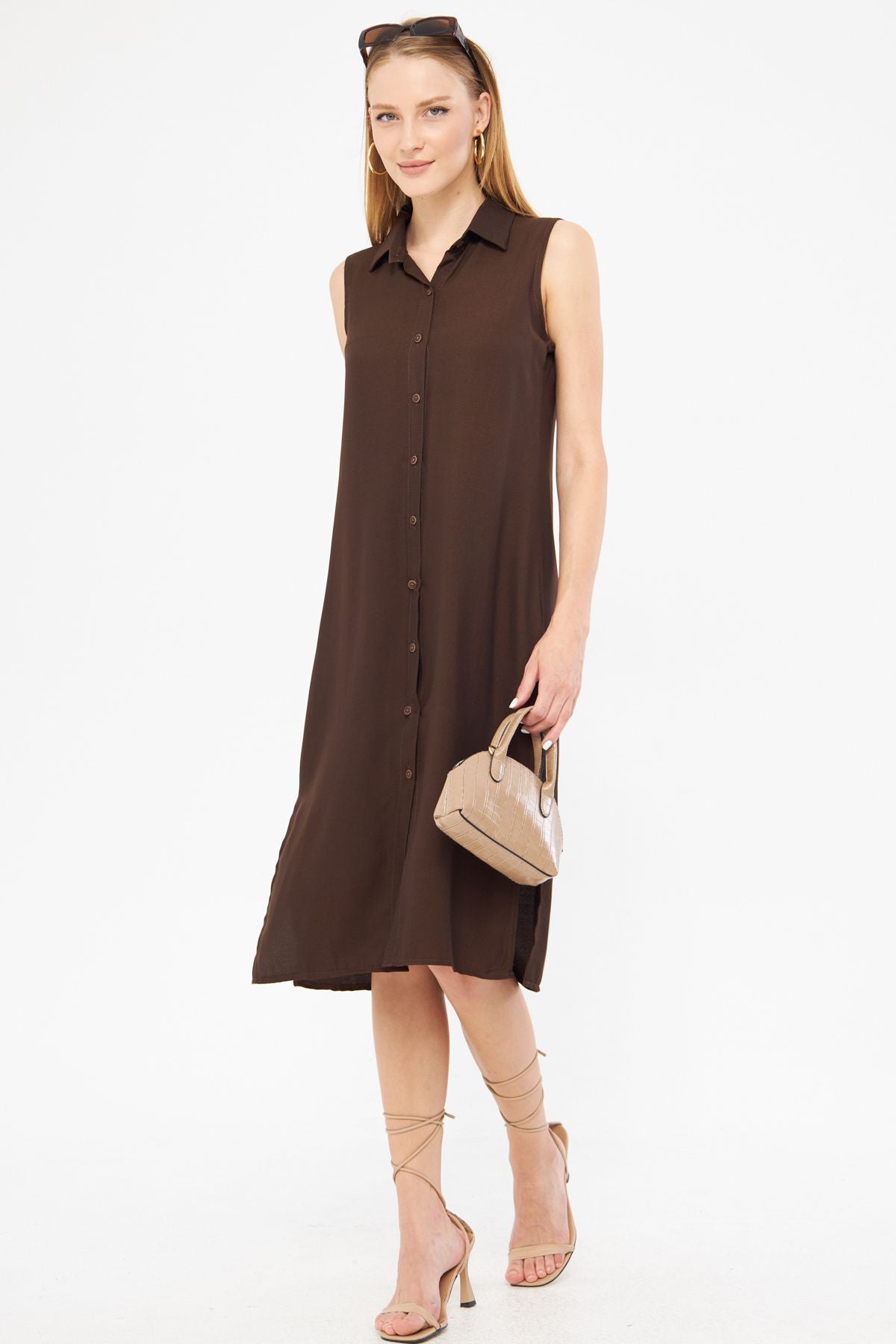 Female Coffee Collar buttoned dress ARM-17Y00028