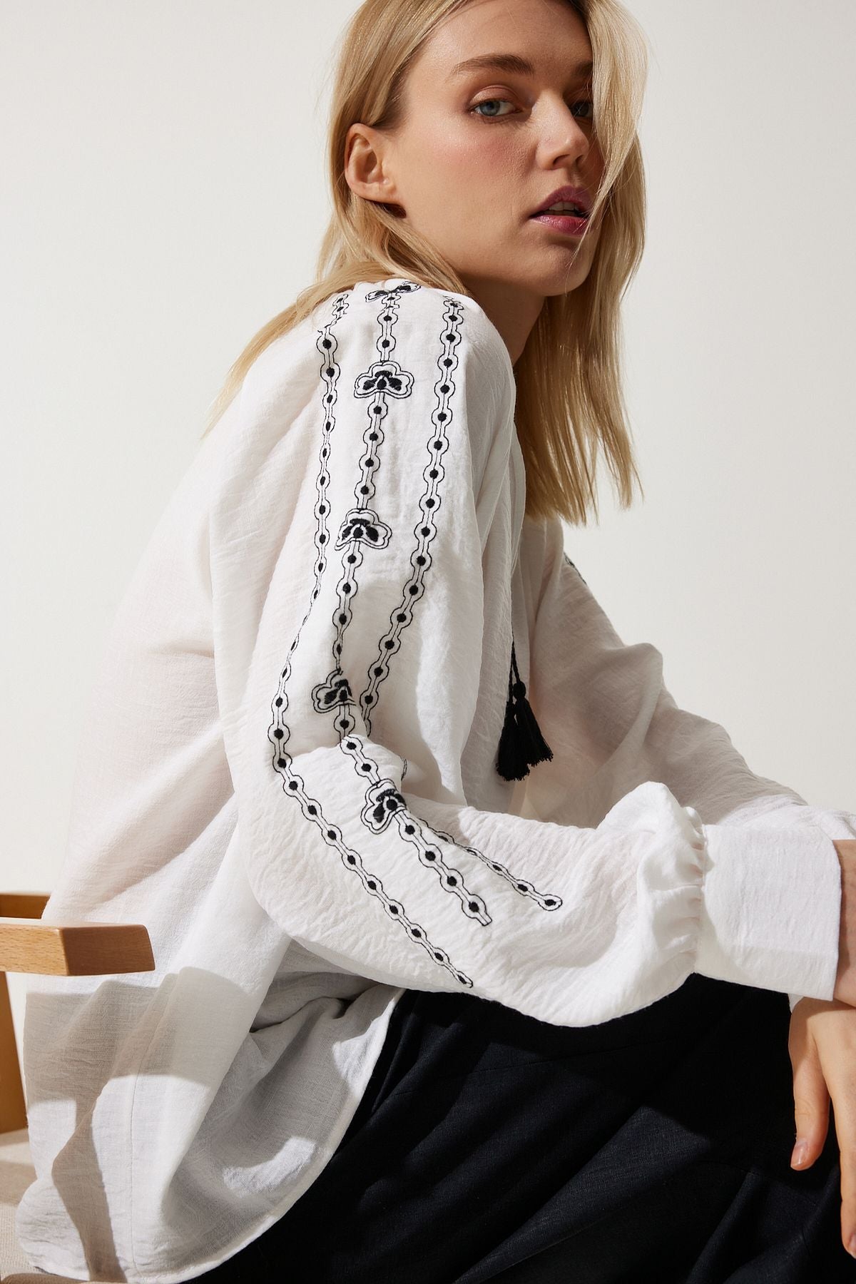 Female Ecru Embroidery Oversize