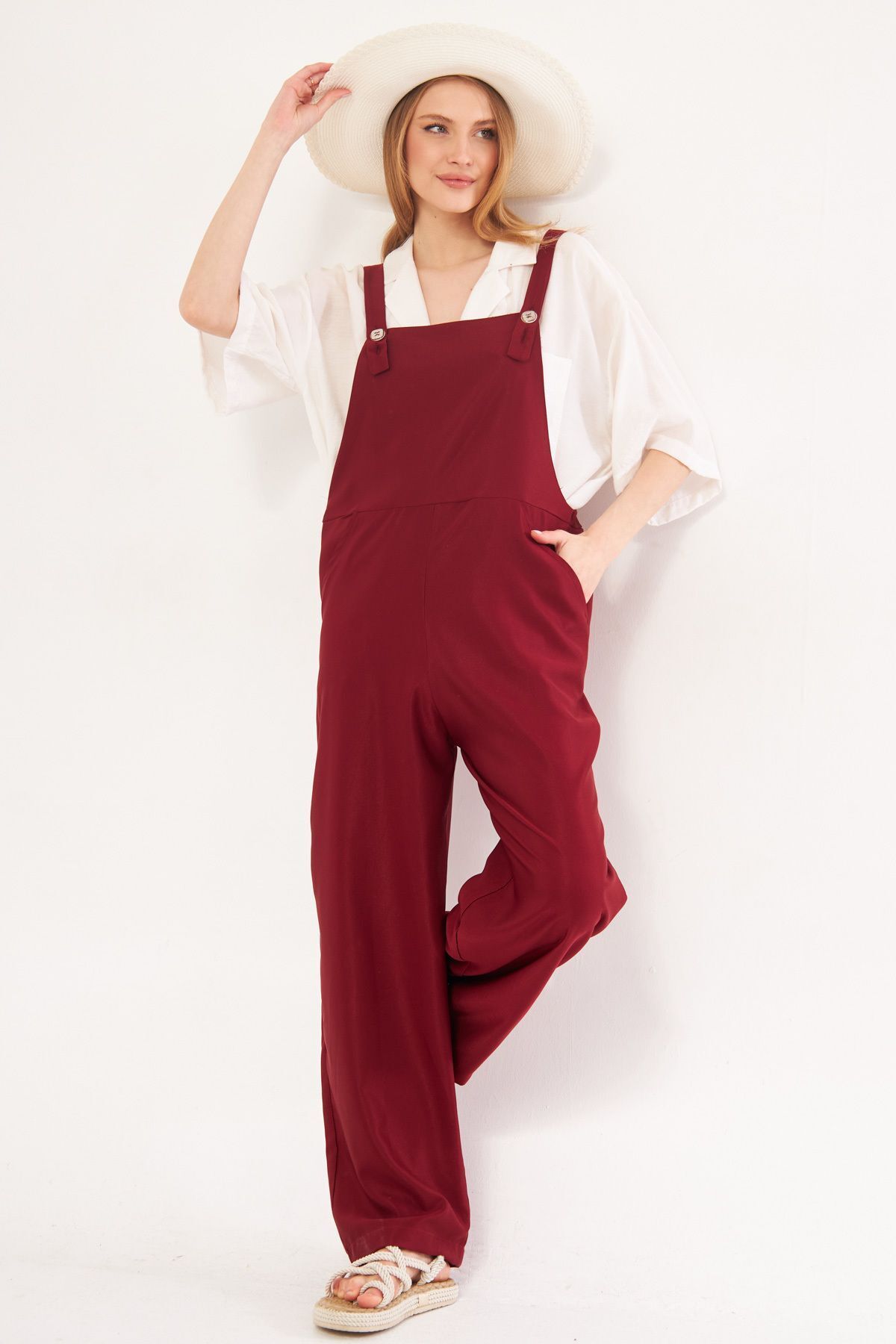 Women's Bordeaux Ikosi Jumpsuit with a large trouser gardener model ARM-24Y001043