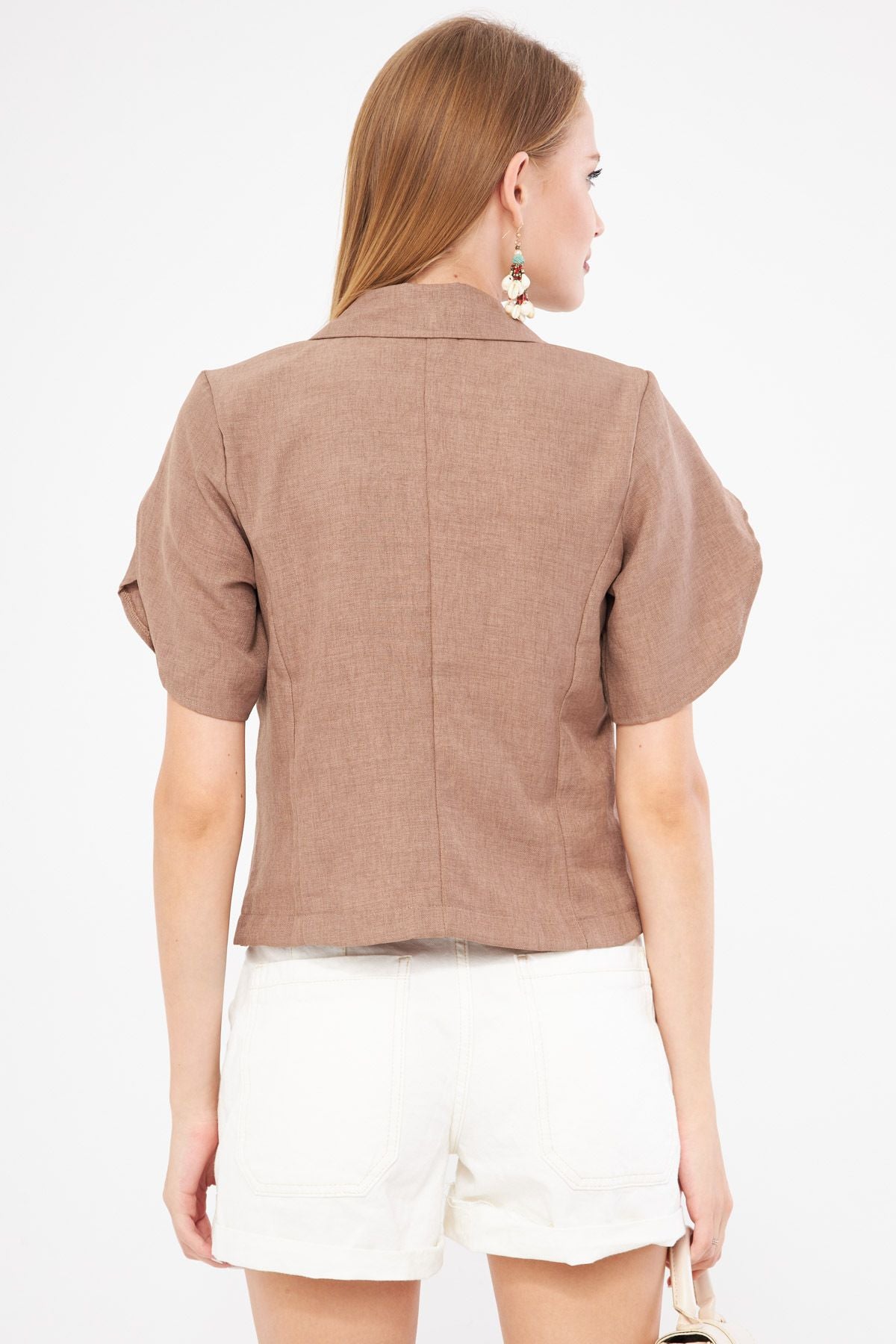 WOMEN DARK MISSING MALL SPRING DETAILED CROP SHORT SOLD JACKET ARM-24Y001048