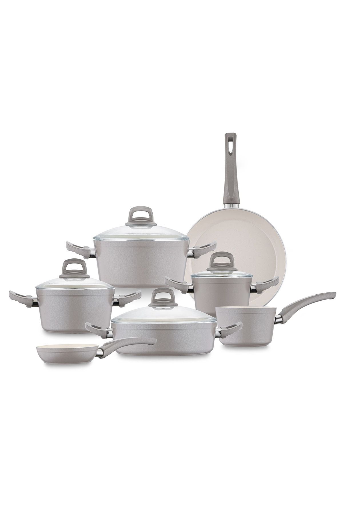 Crystal 11 Piece Cookware Set Beige