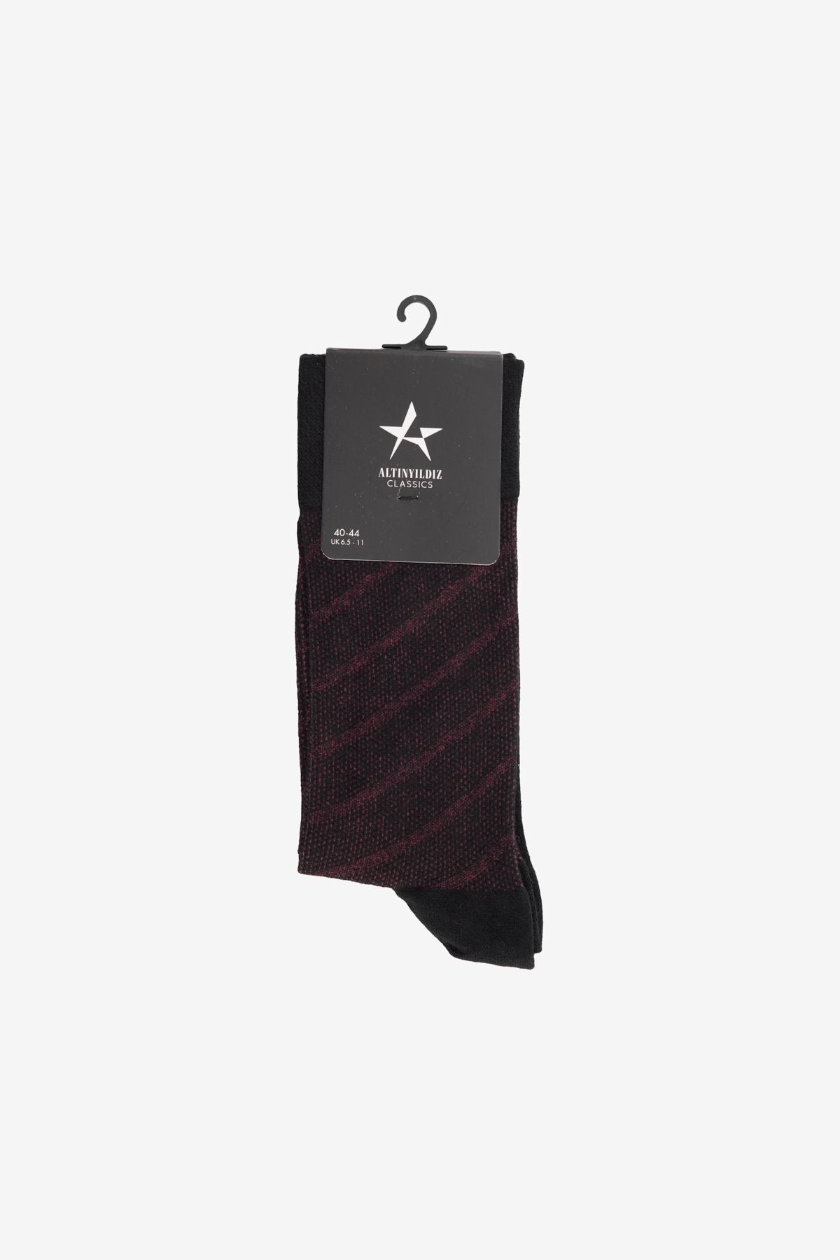 Men's Black-Bordo Patterned Single Socks