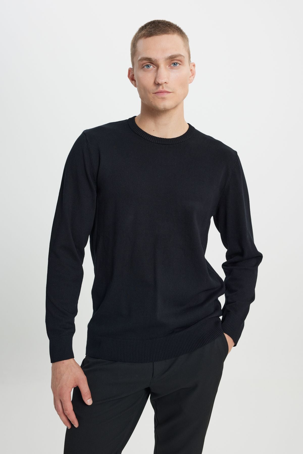 Men's Black Standard Fit Normal Normal Class Bicycle Knitwear Sweater