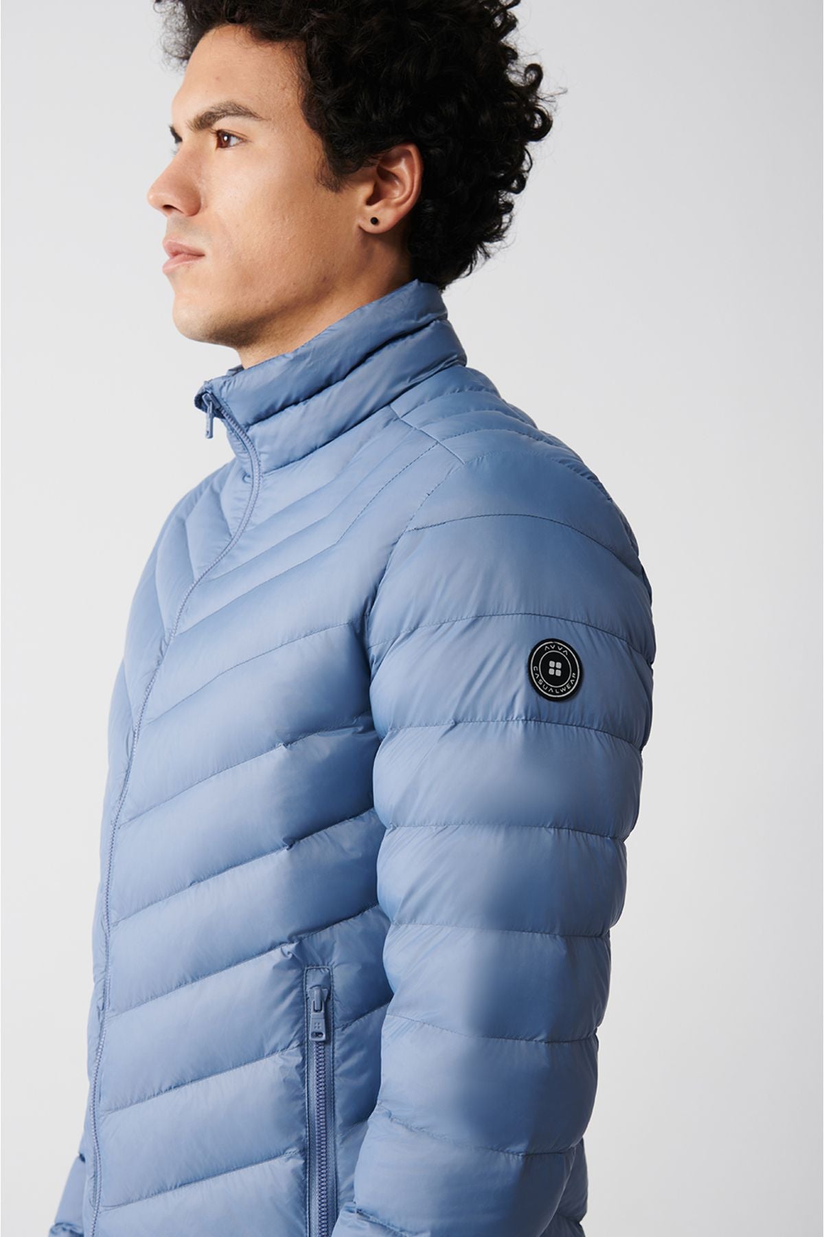 Men's Light Blue Down Unisex Jacket Goose Down Water Repellent Windproof Comfort Fit B006020