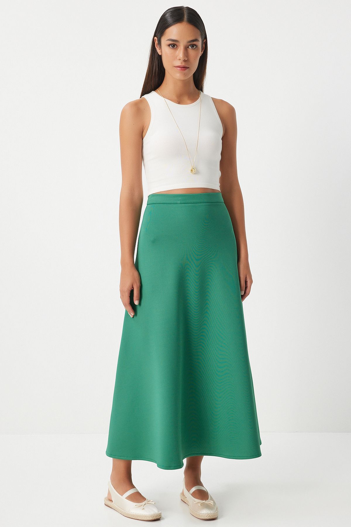 Female green A cut abundant skirt to00148