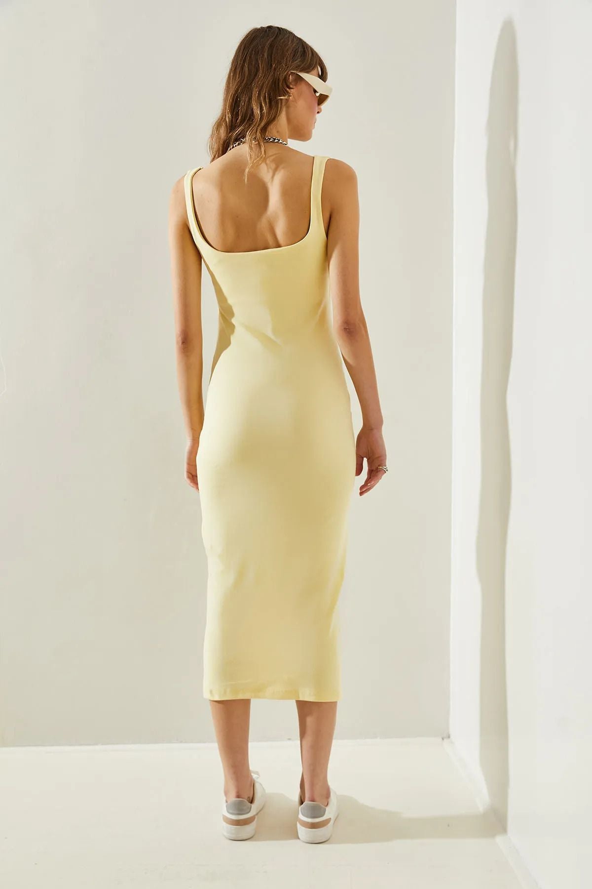 Female Square Collar Hanger Midi Boy Basic Dress 60251239