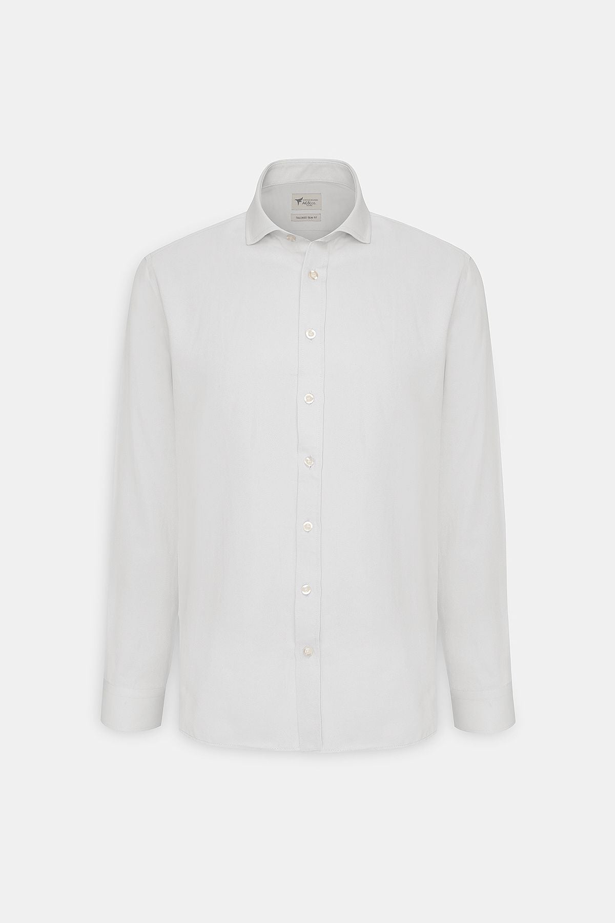 Men's white easy ironable slim fit narrow cutting Italian collar Amesty shirt