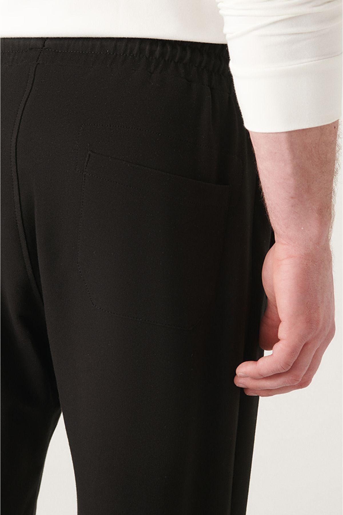 Men's Black Waist Laccik Side Pocket Tape 2 IP cotton tracksuits six E003403