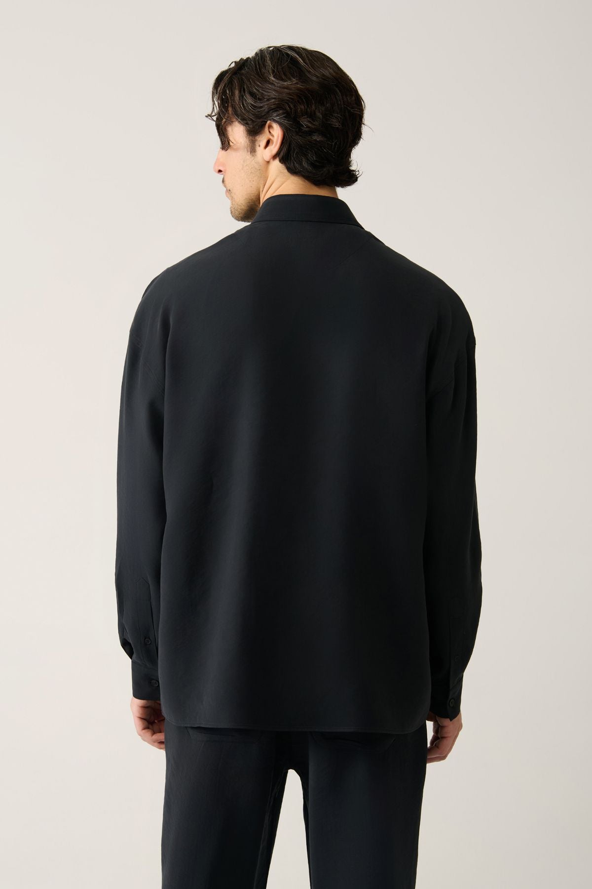 Men's Black British collar Modal Fabric Shirt A41y2168