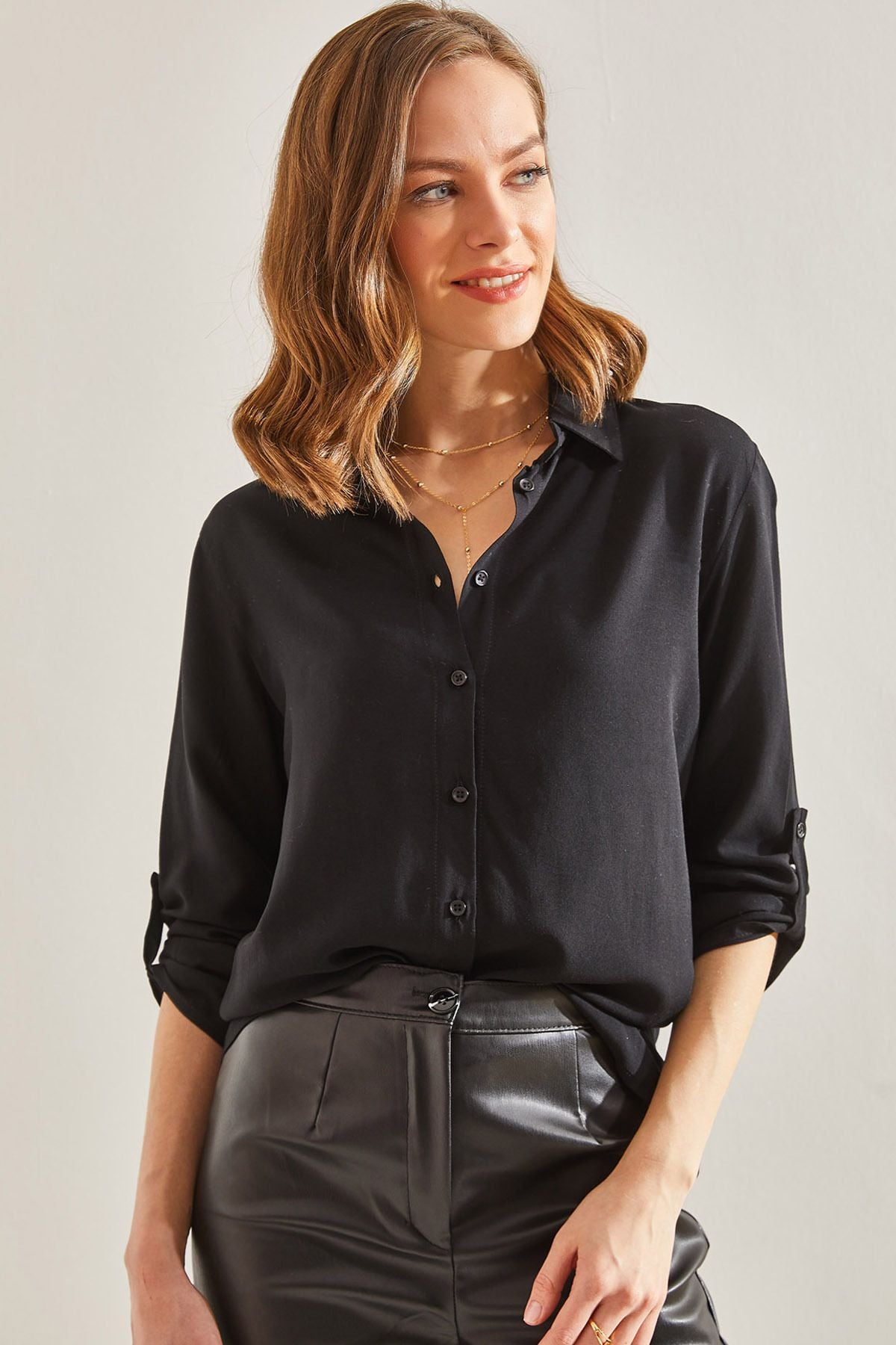 Women's Arm Folding Basic viscose shirt