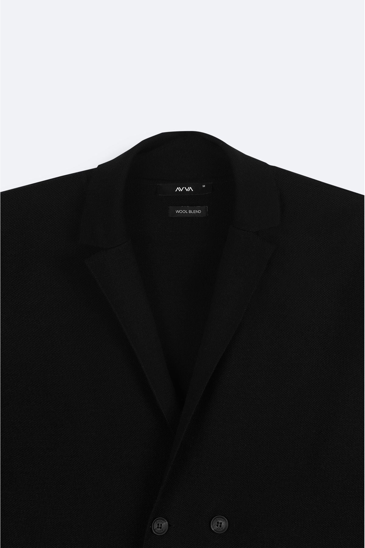 Men's black mono collar cruve bag pocket woolen knitwear jacket A42y5153