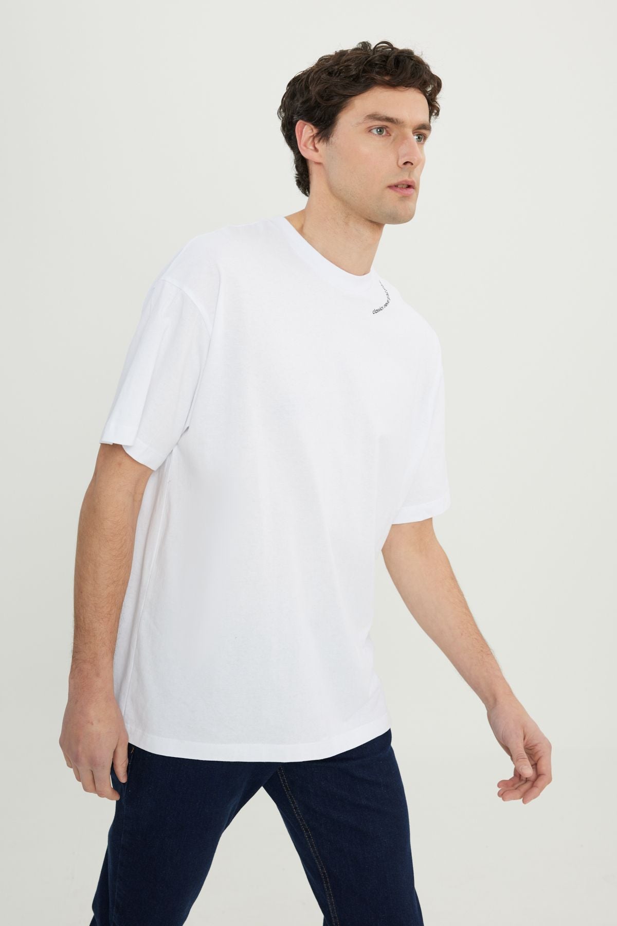Men's White 100 %Cotton Oversizle Fit Casual Cut Bicycle Printed T -shirt