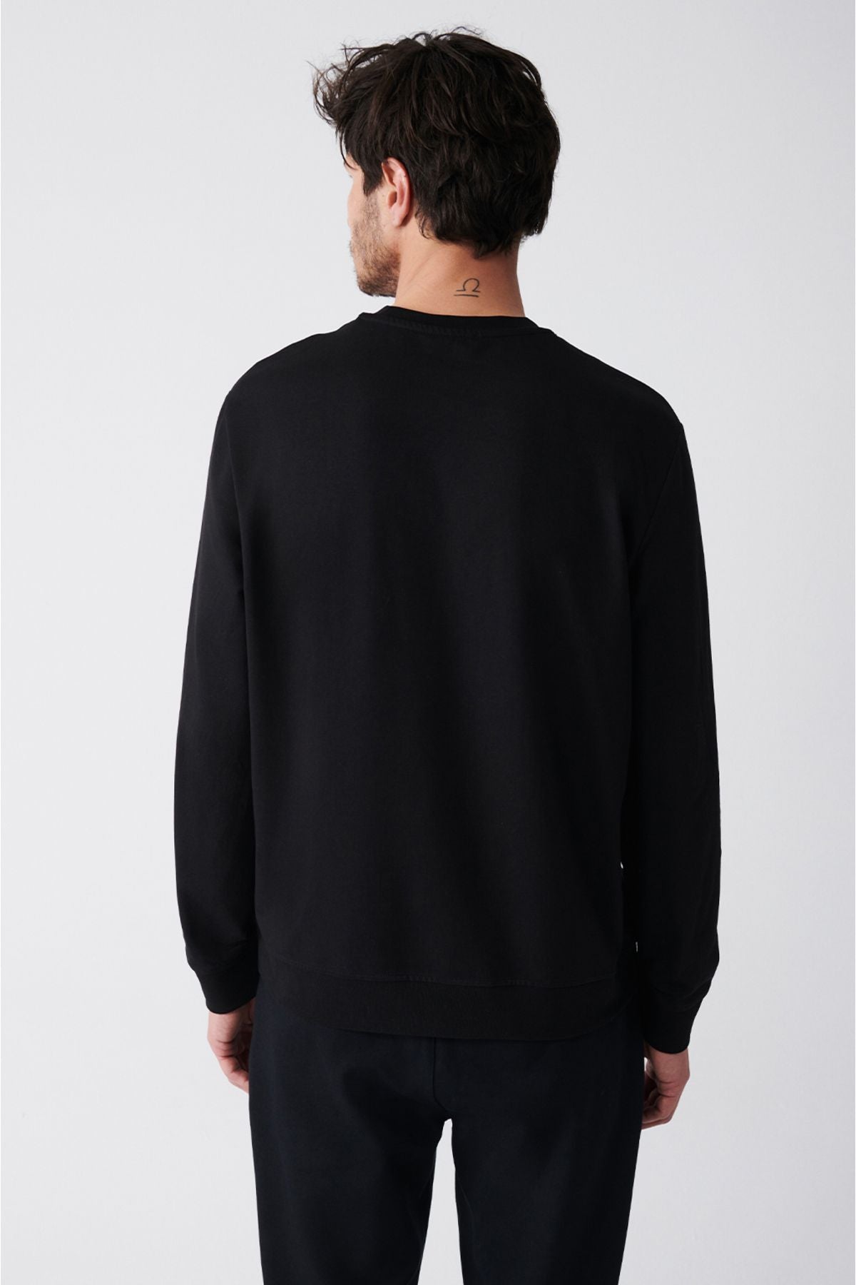 Men's black bike collar cotton cotton 2 -hot -free sweatshirt E001200