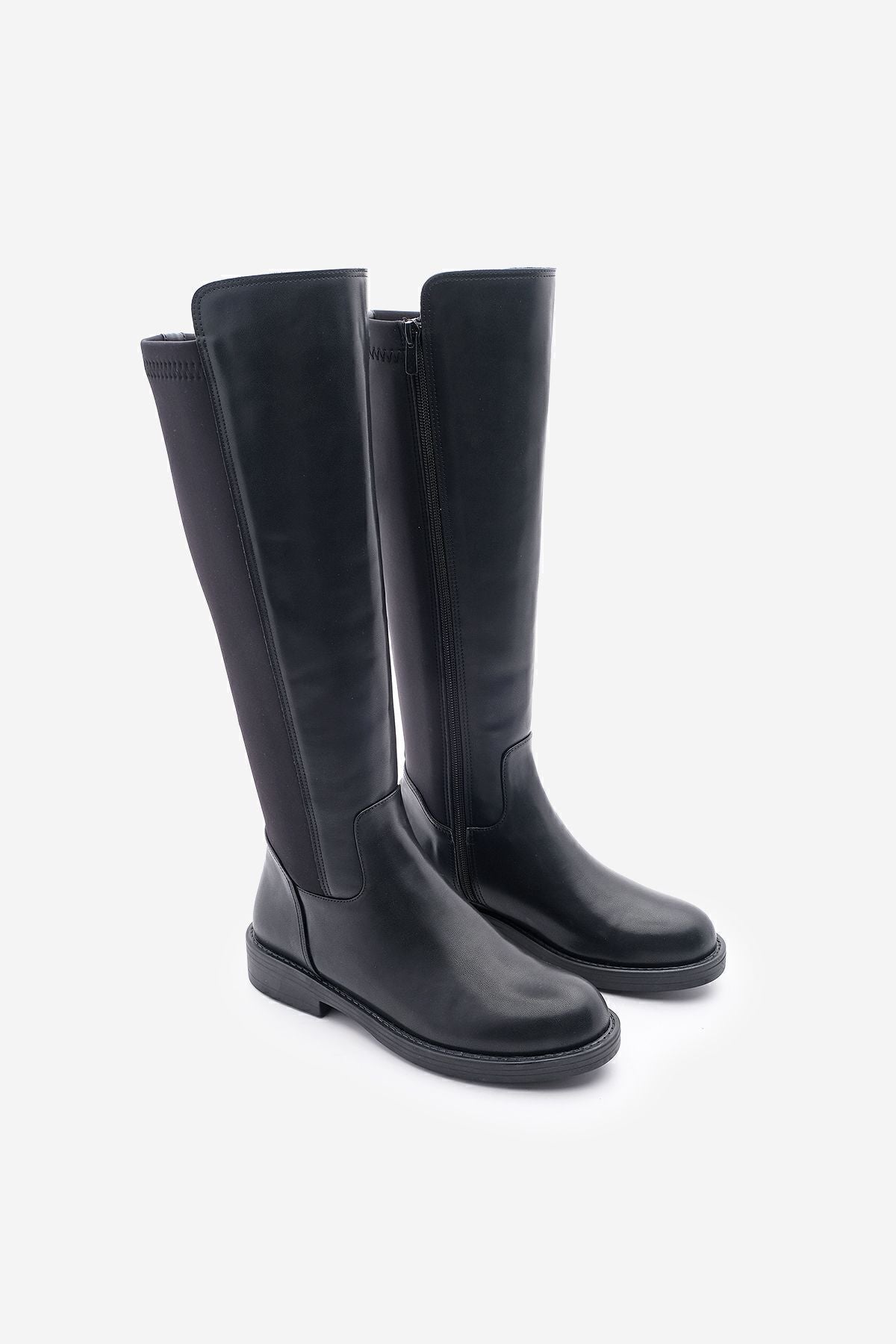 Women's daily boots rubber stretch kneealtı enpar black