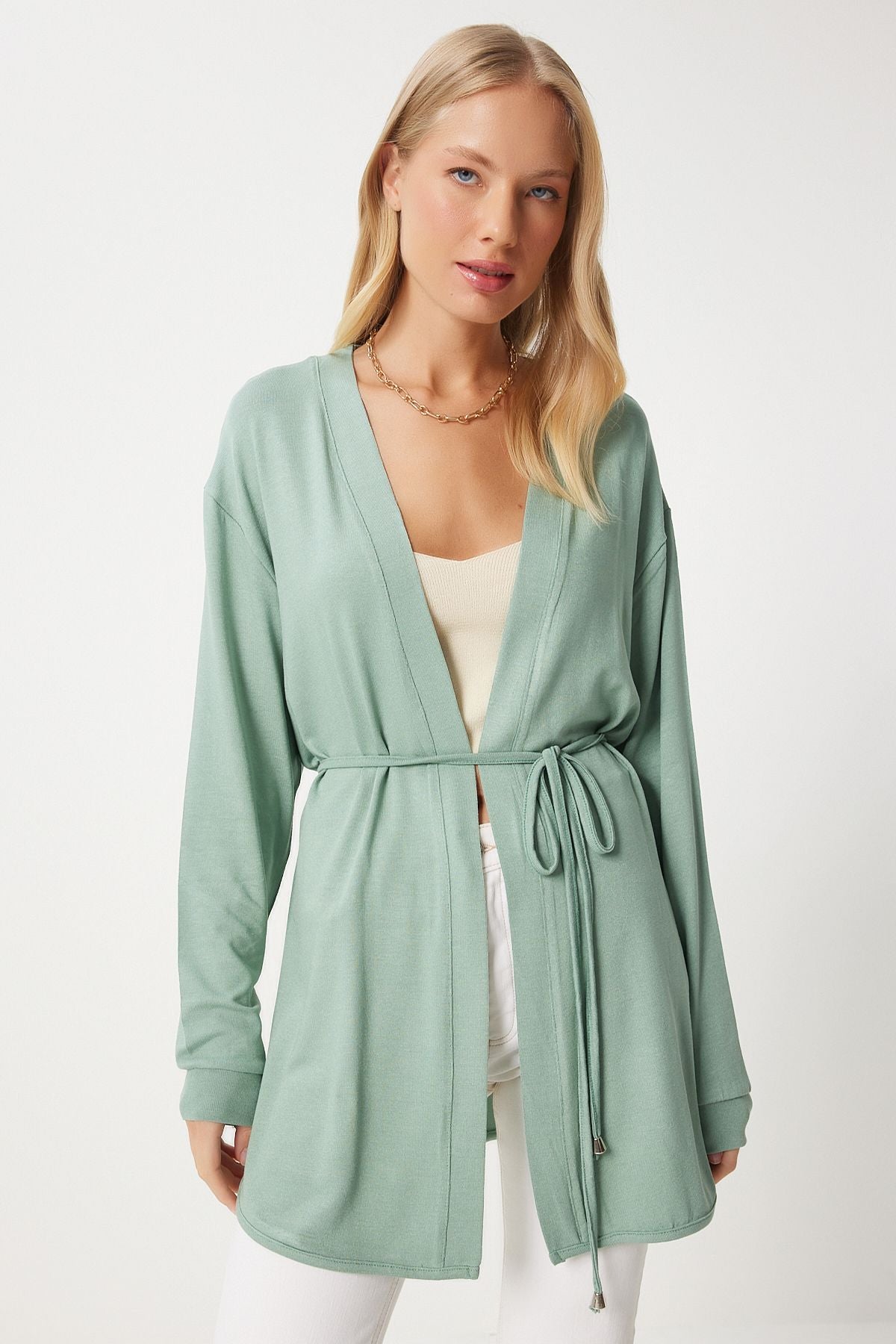 Women's Cagla Green Seasonal Knitting knitwear cardigan EN00620