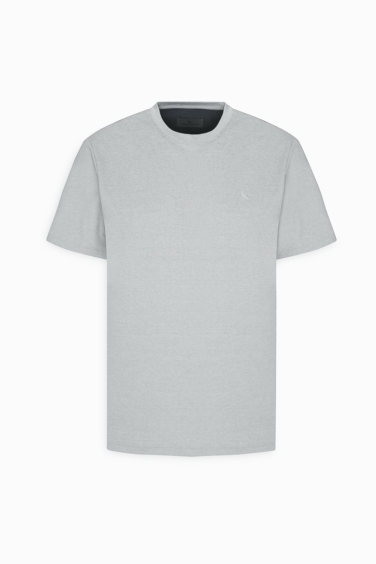 Men's gray slim fit narrow cut bicycle collar cotton t -shirt