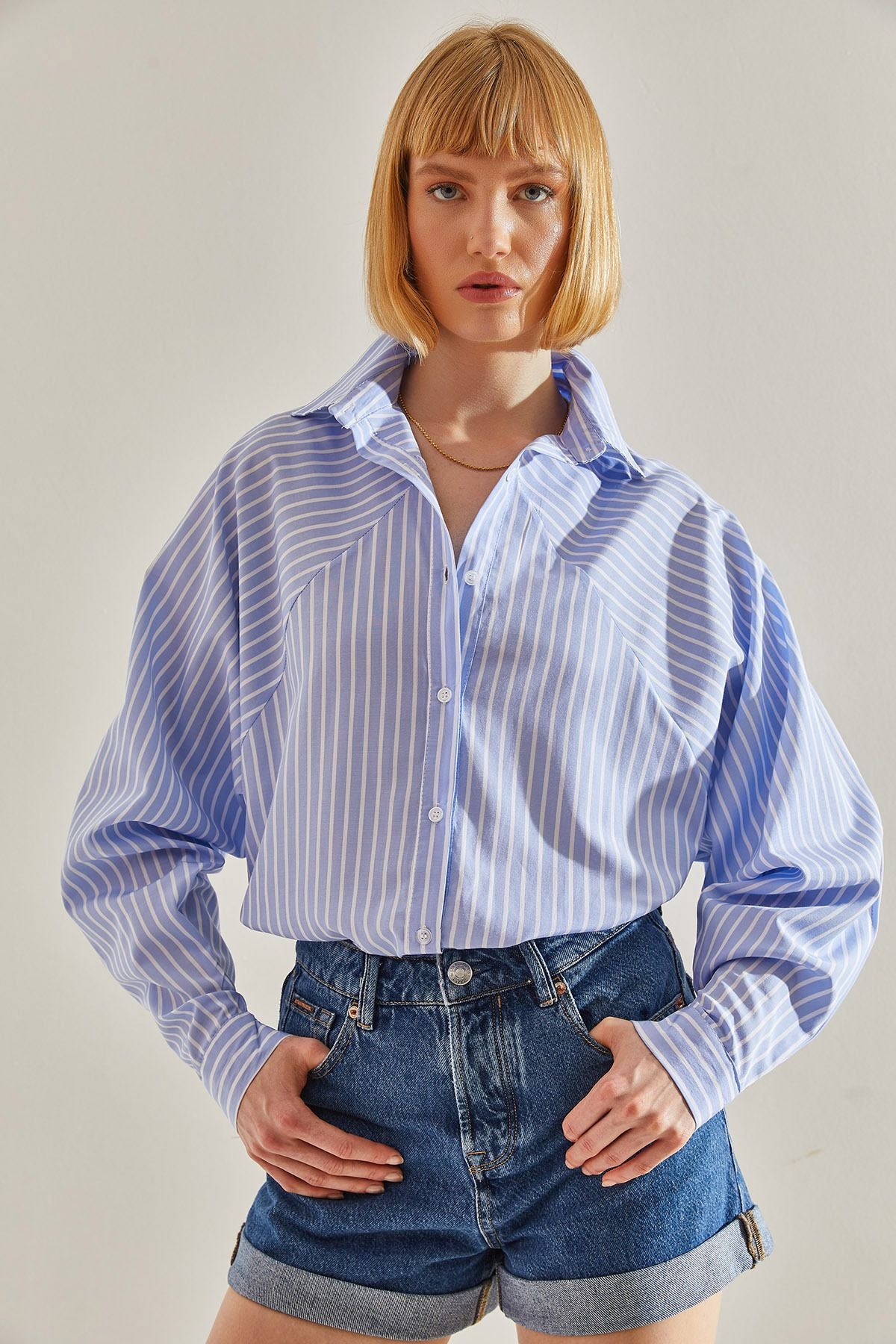 WOMEN'S striped bat sleeve oversize shirt 60251247